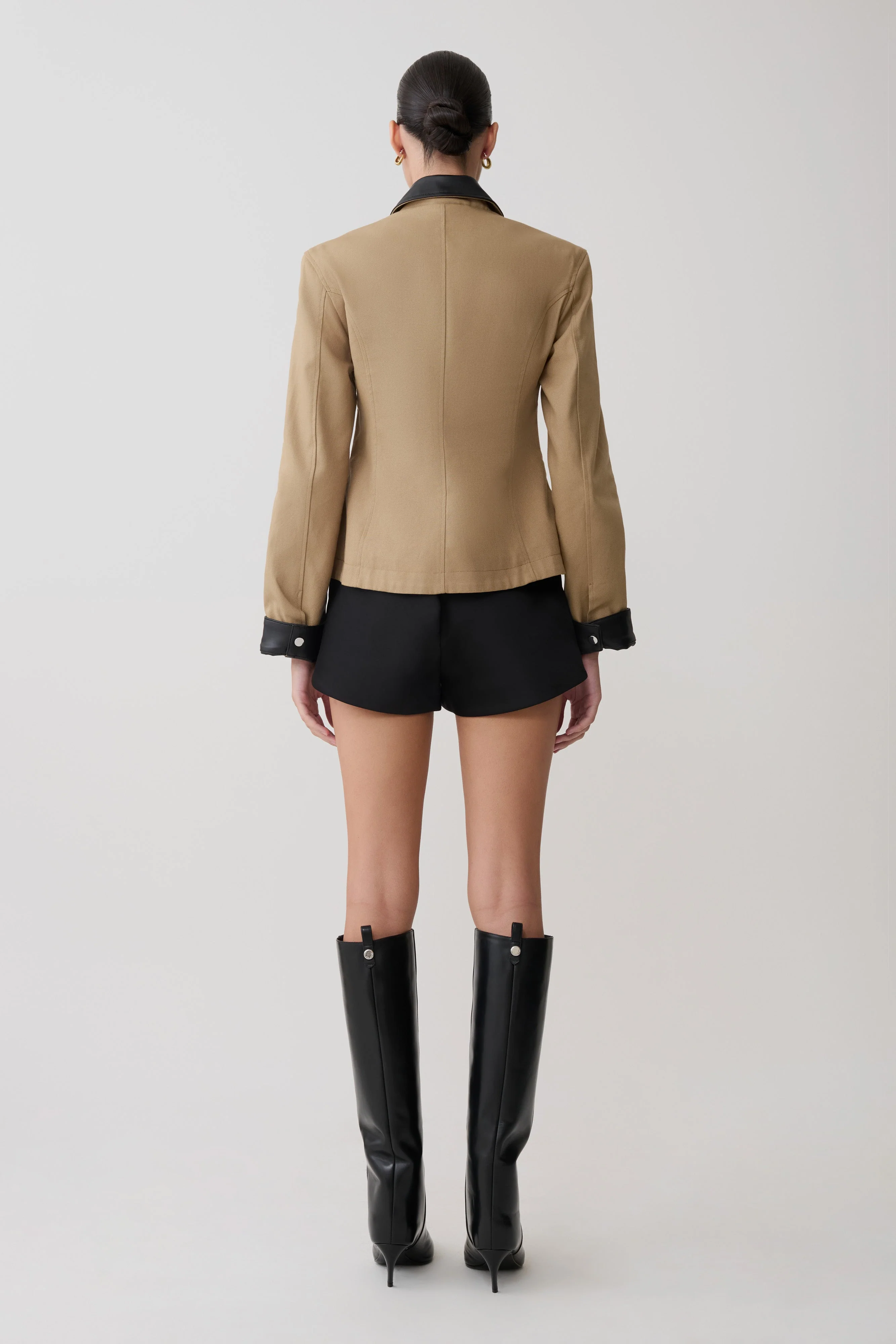 Solange Zip Up Collared Jacket - Natural