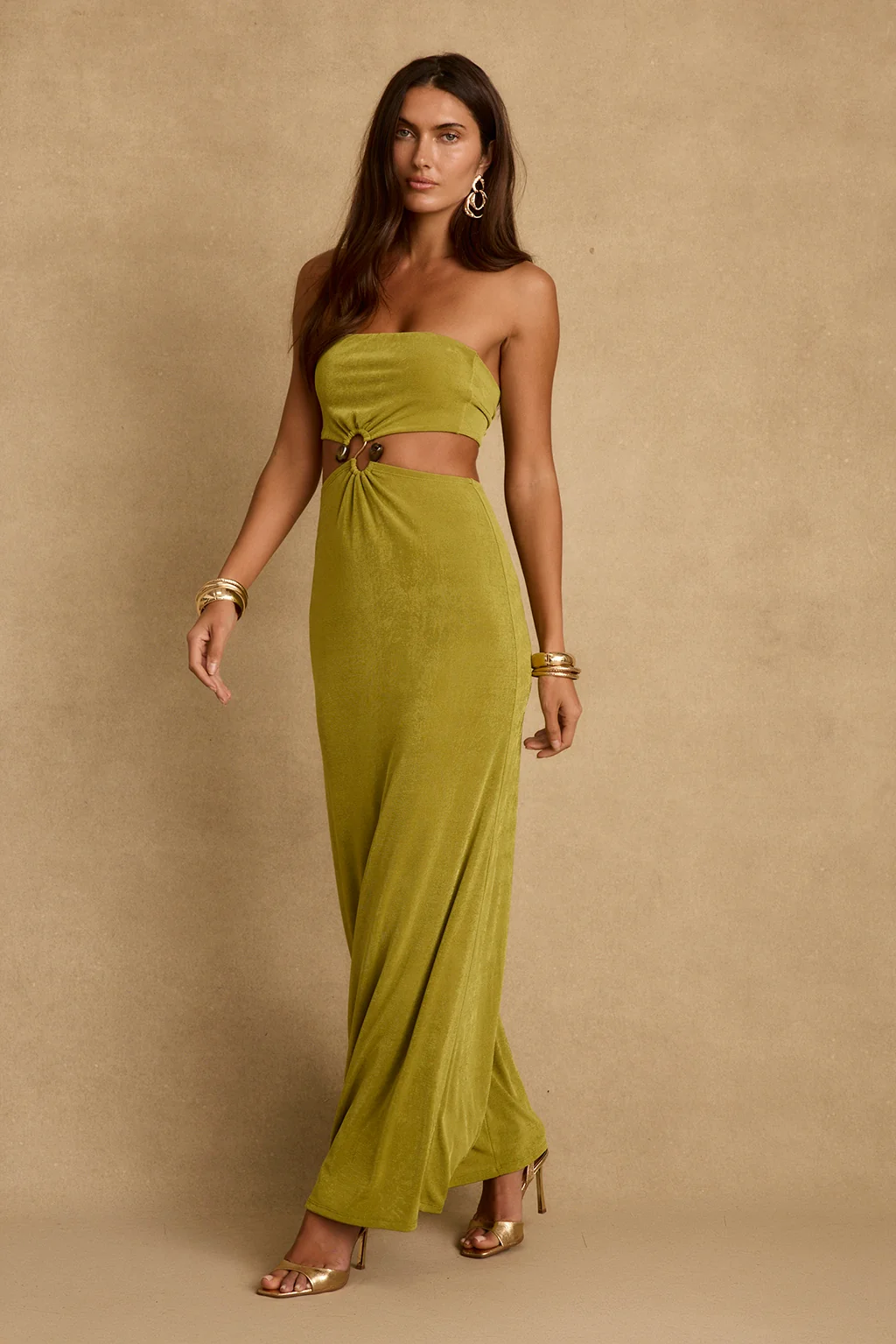 Sunspell Chartreuse Strapless Maxi Dress