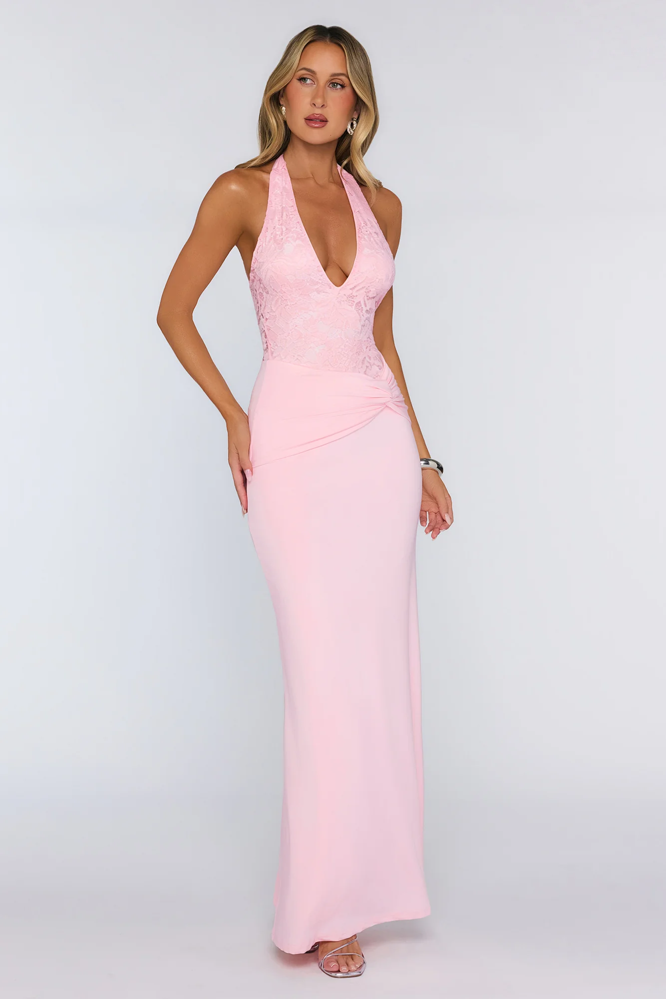 Always That Girl Halter Maxi Dress Pink