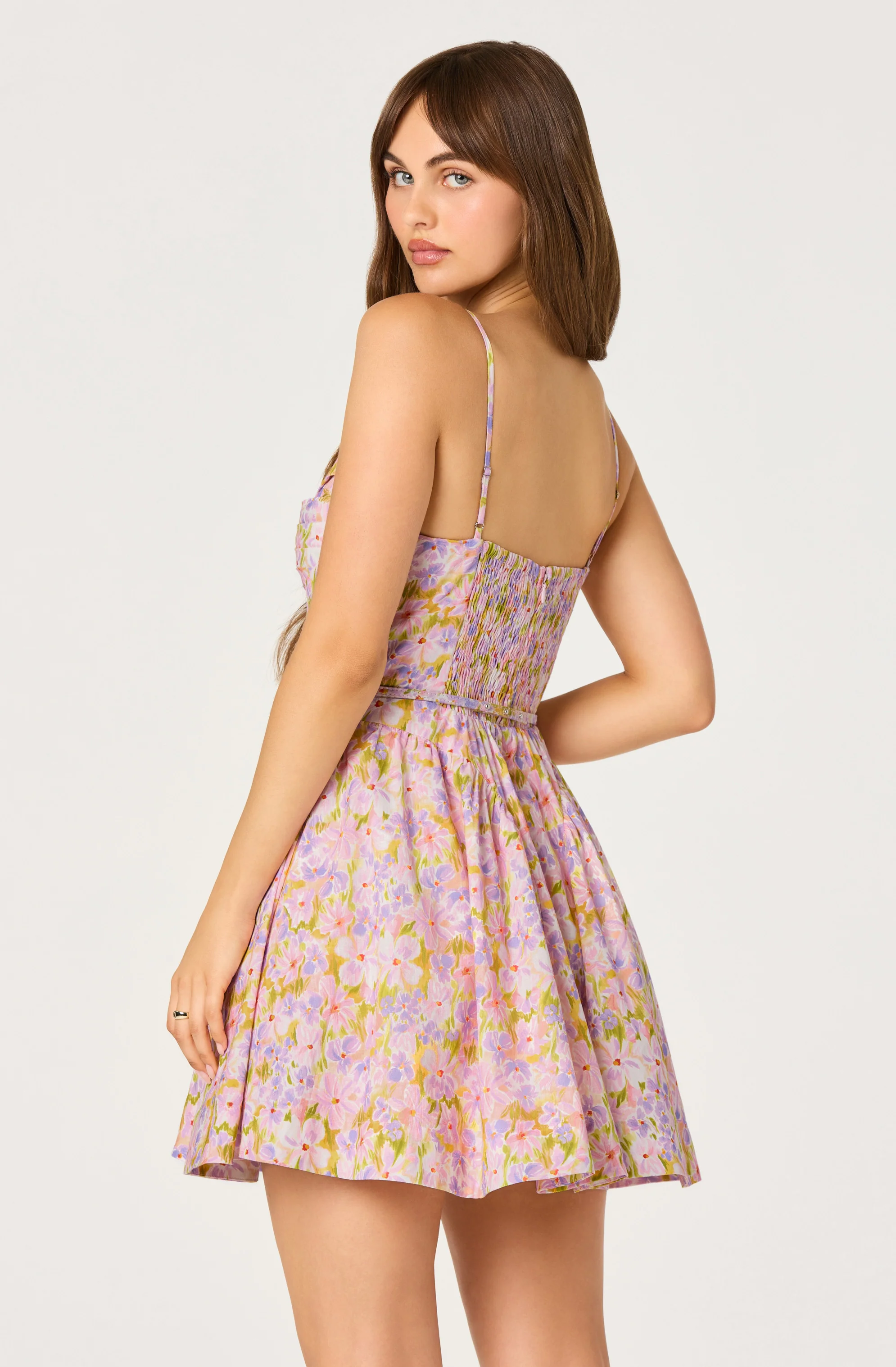 Isha Floral Sweetheart Mini Dress With Belt
