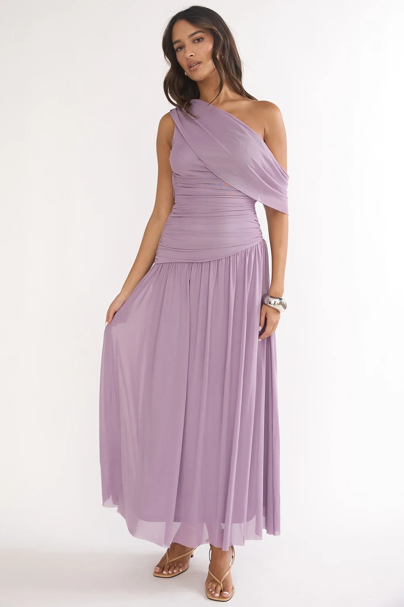 Amretha Asymmetric Neckline Maxi Dress Amethyst
