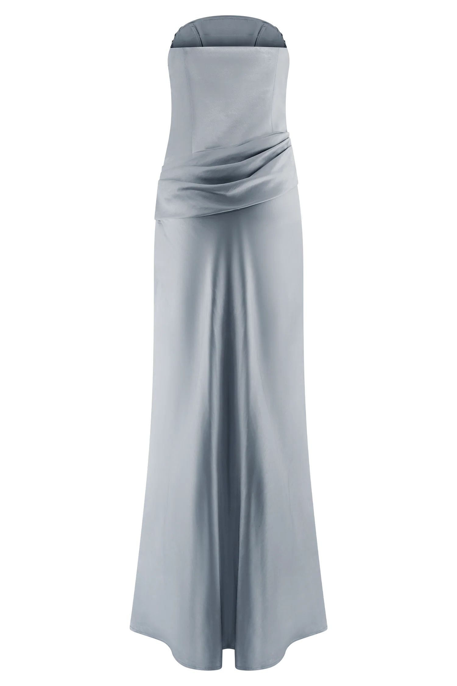 Jasmine Strapless Satin Maxi Dress - Frosted Blue