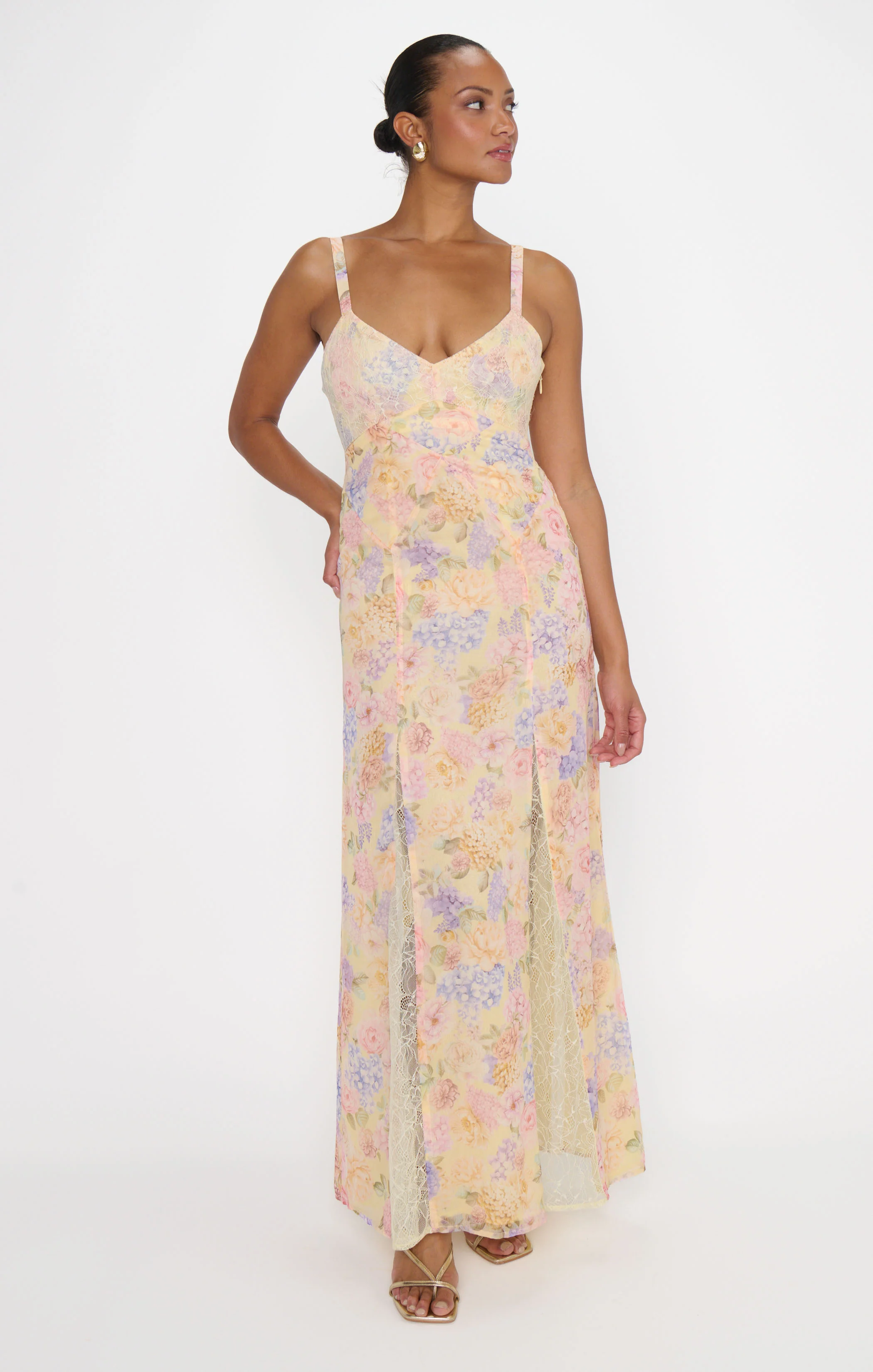 Amber Maxi Dress ~ Pale Yellow Blooms