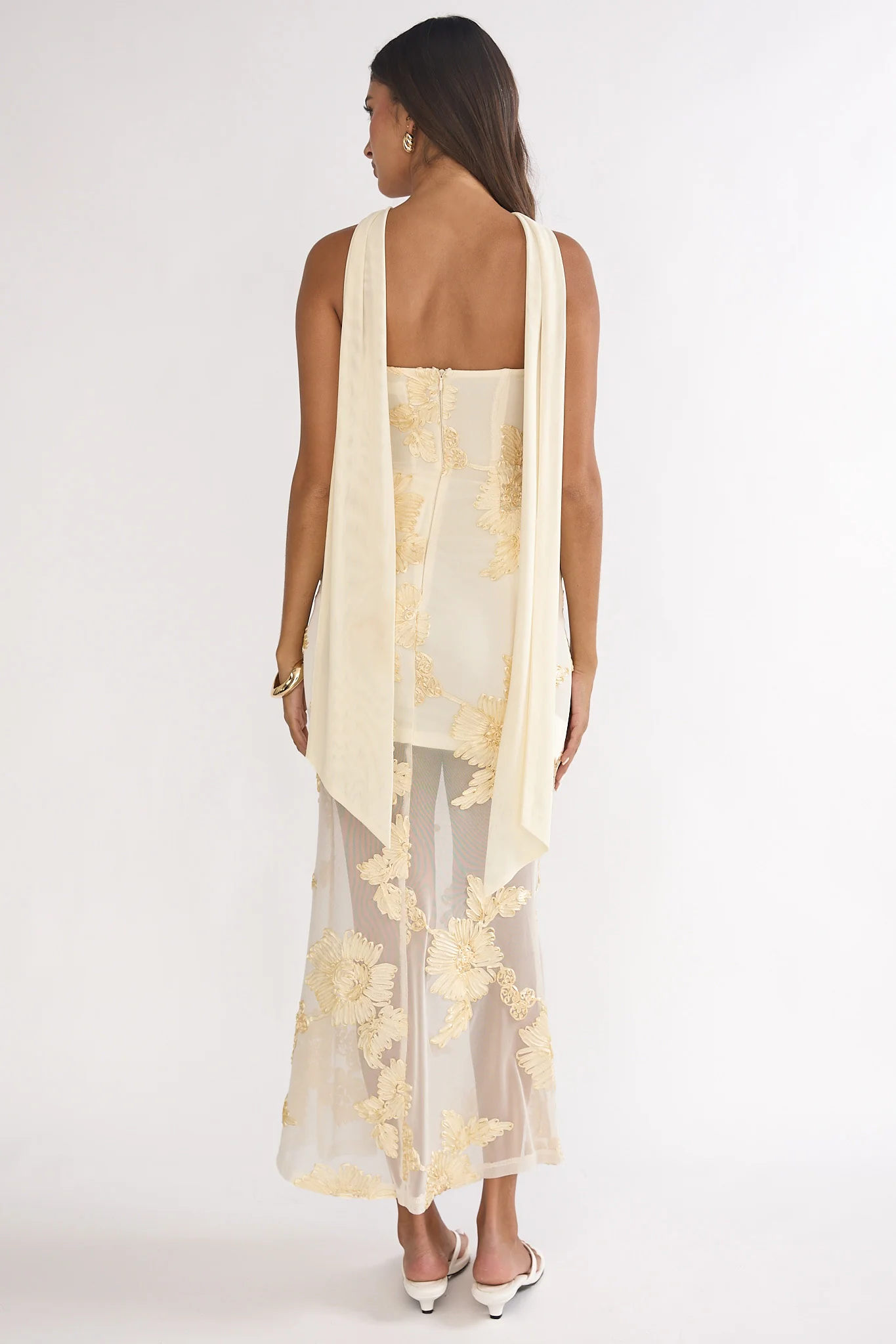 Vivia Strapless Embellished Maxi Dress Yellow