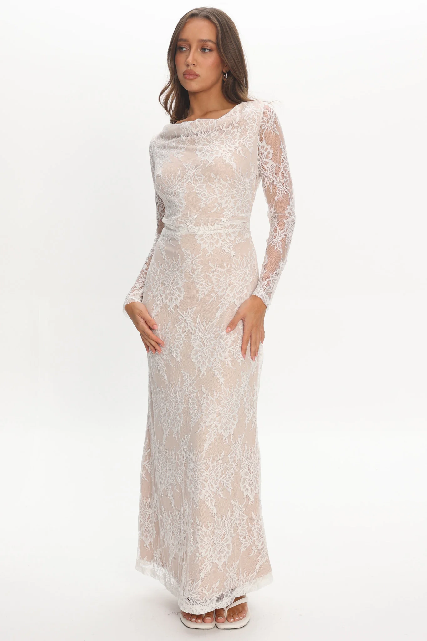 Loveland Off-Shoulder Lace Maxi Dress White