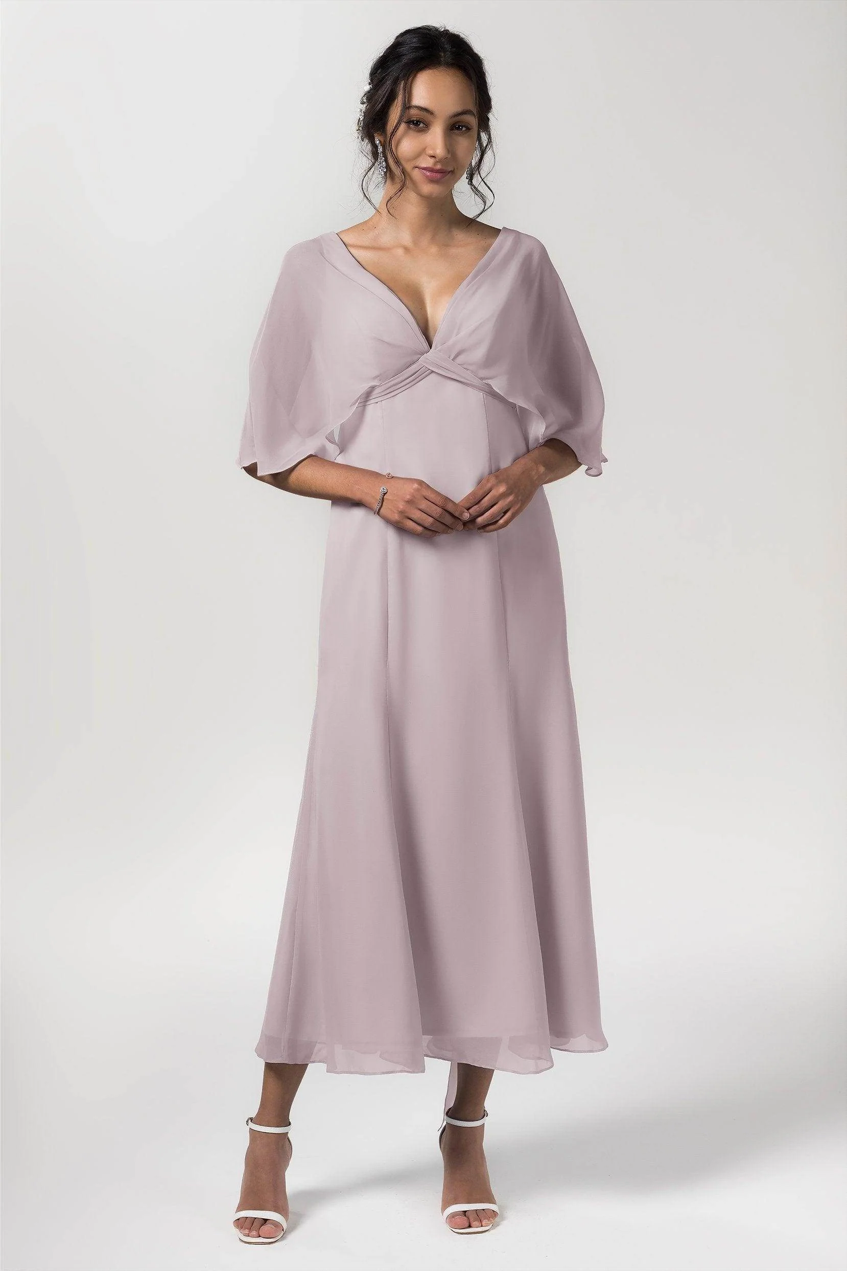 A-Line Tea Length Chiffon Bridesmaid Dress CB0553