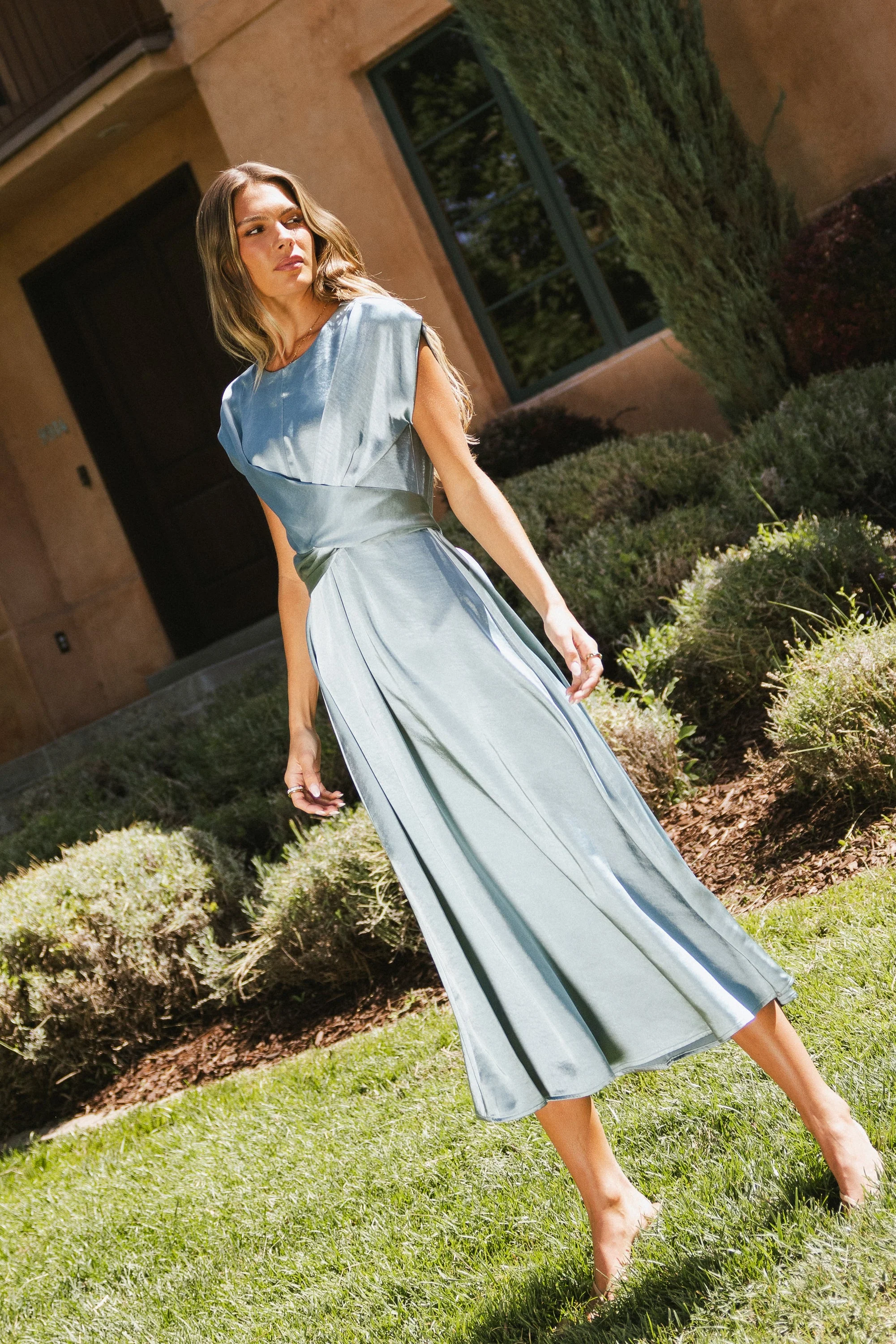 Rosalind Midi Dress in Blue