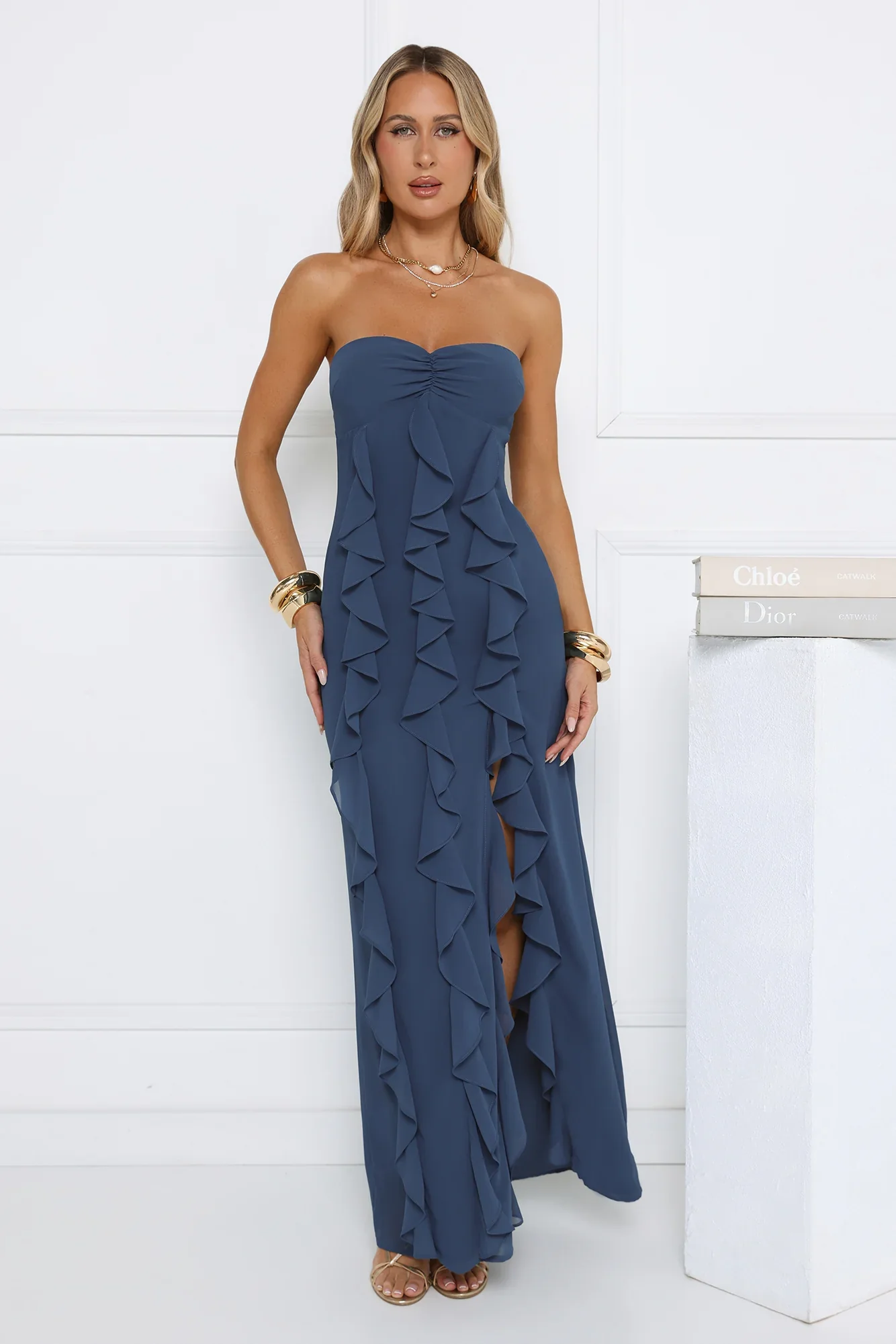 Twirl Queen Strapless Maxi Dress Teal