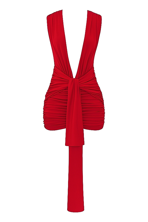 Cherry Gathered Mini Dress