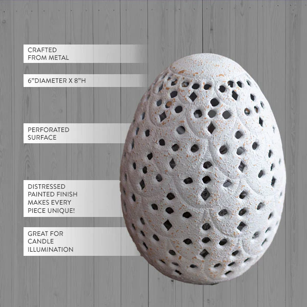 Oversized Metal Tabletop Egg Lantern