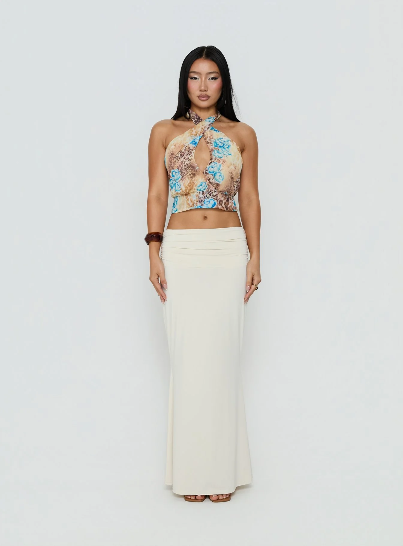 Kamella Keyhole Halter Top Multi