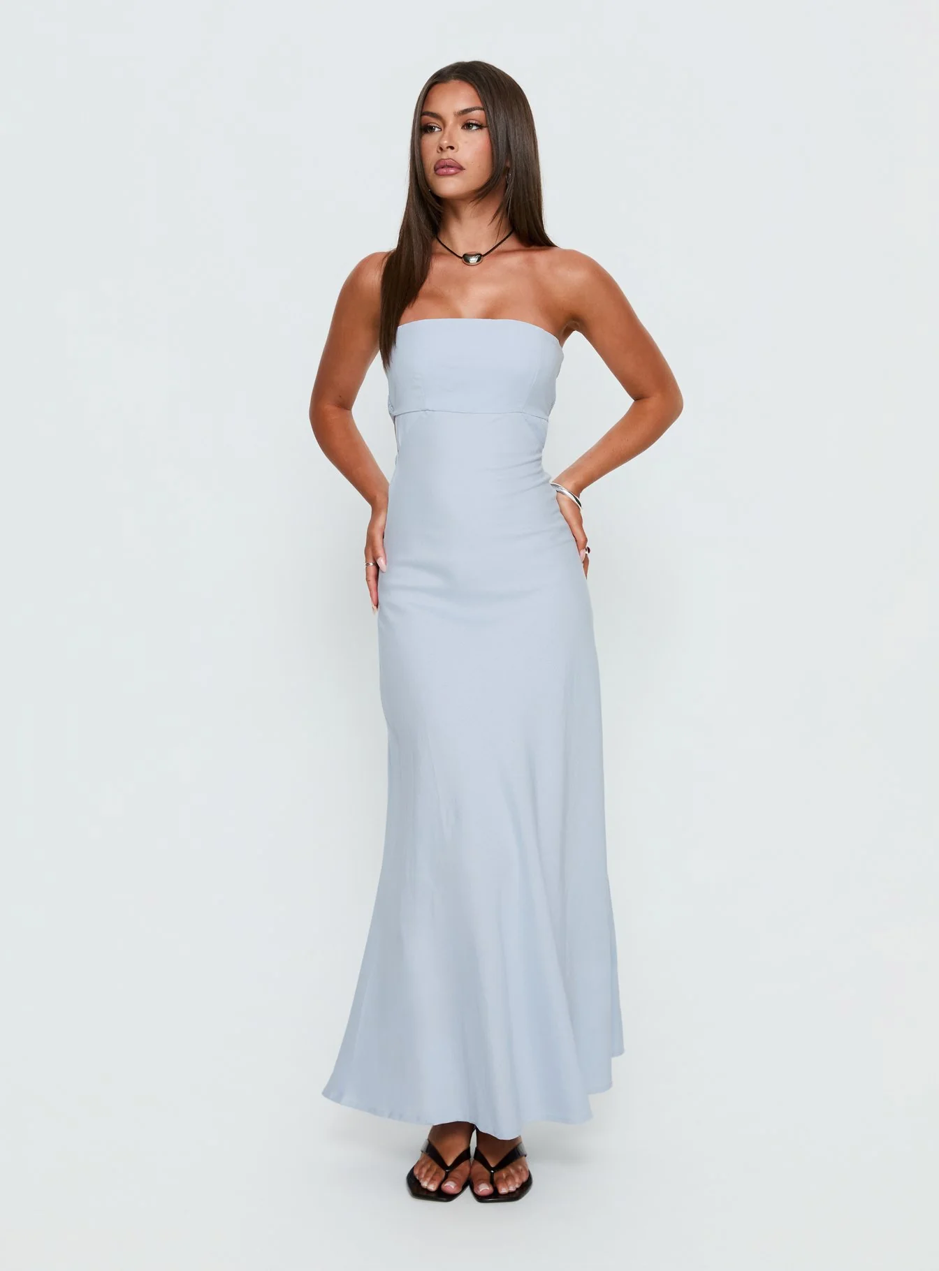 Yahir Strapless Maxi Dress Baby Blue