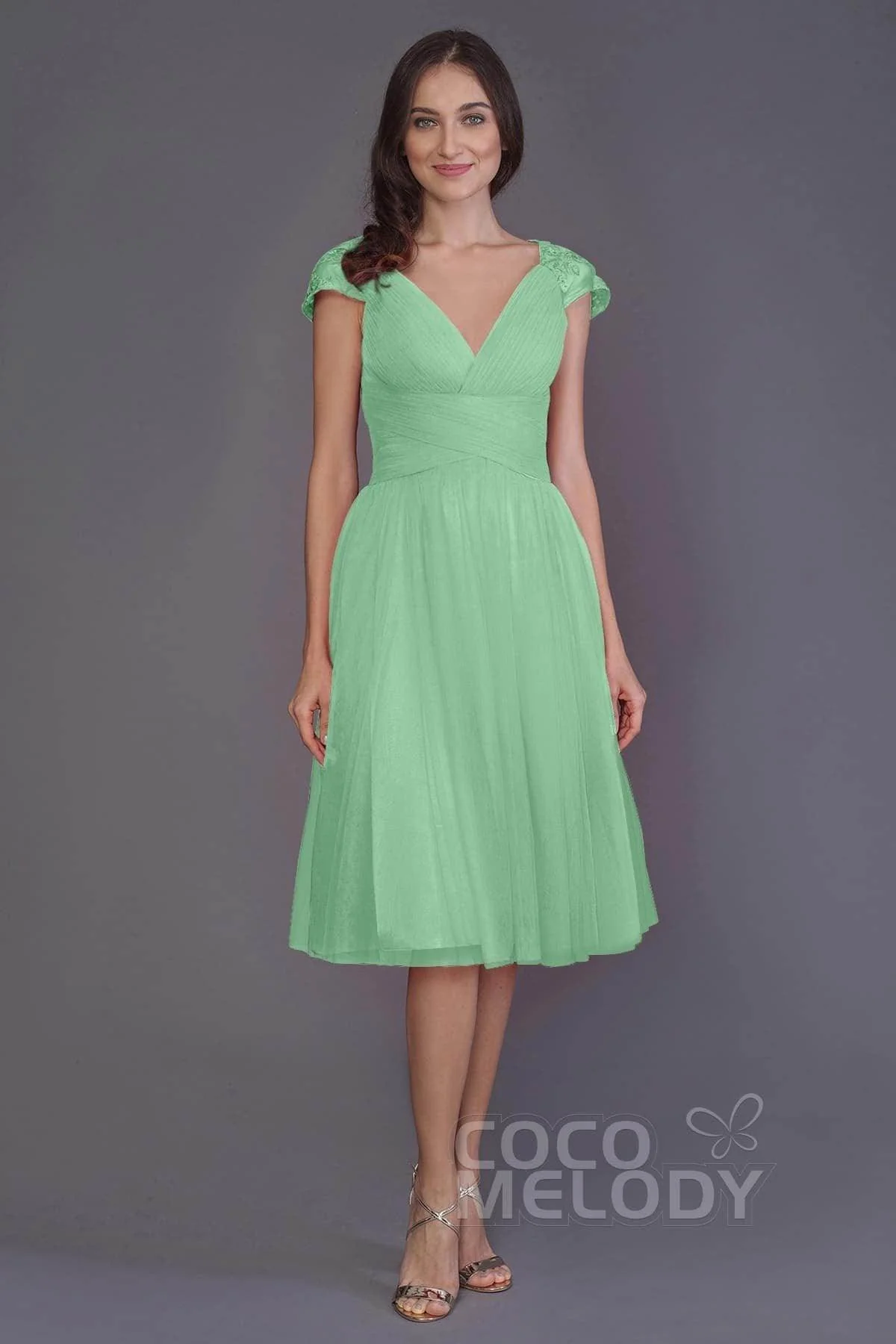 A-Line Knee Length Tulle Bridesmaid Dress PR3515