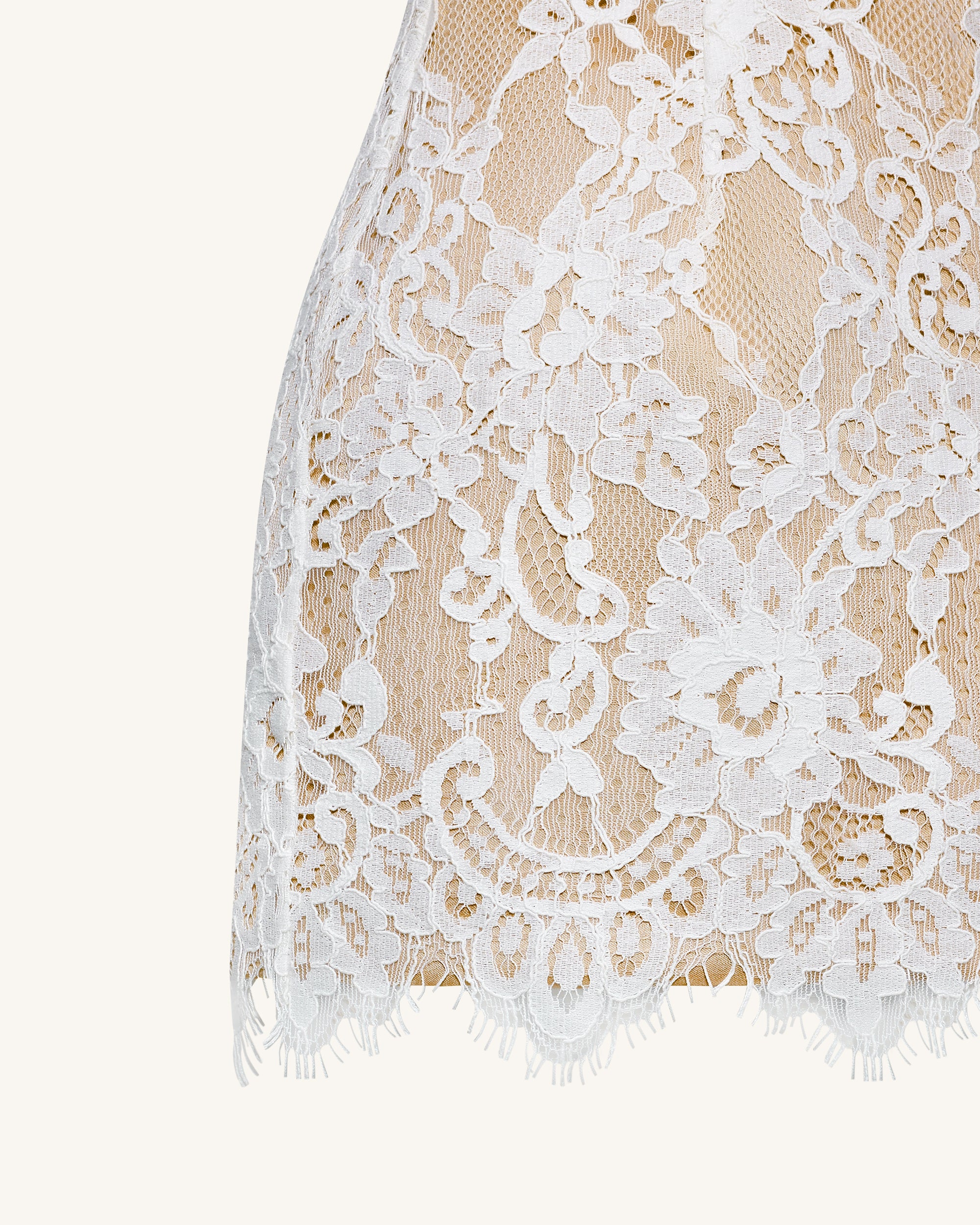 Eyelash Lace Bustier Bodycon Dress - White - FASHION NOB