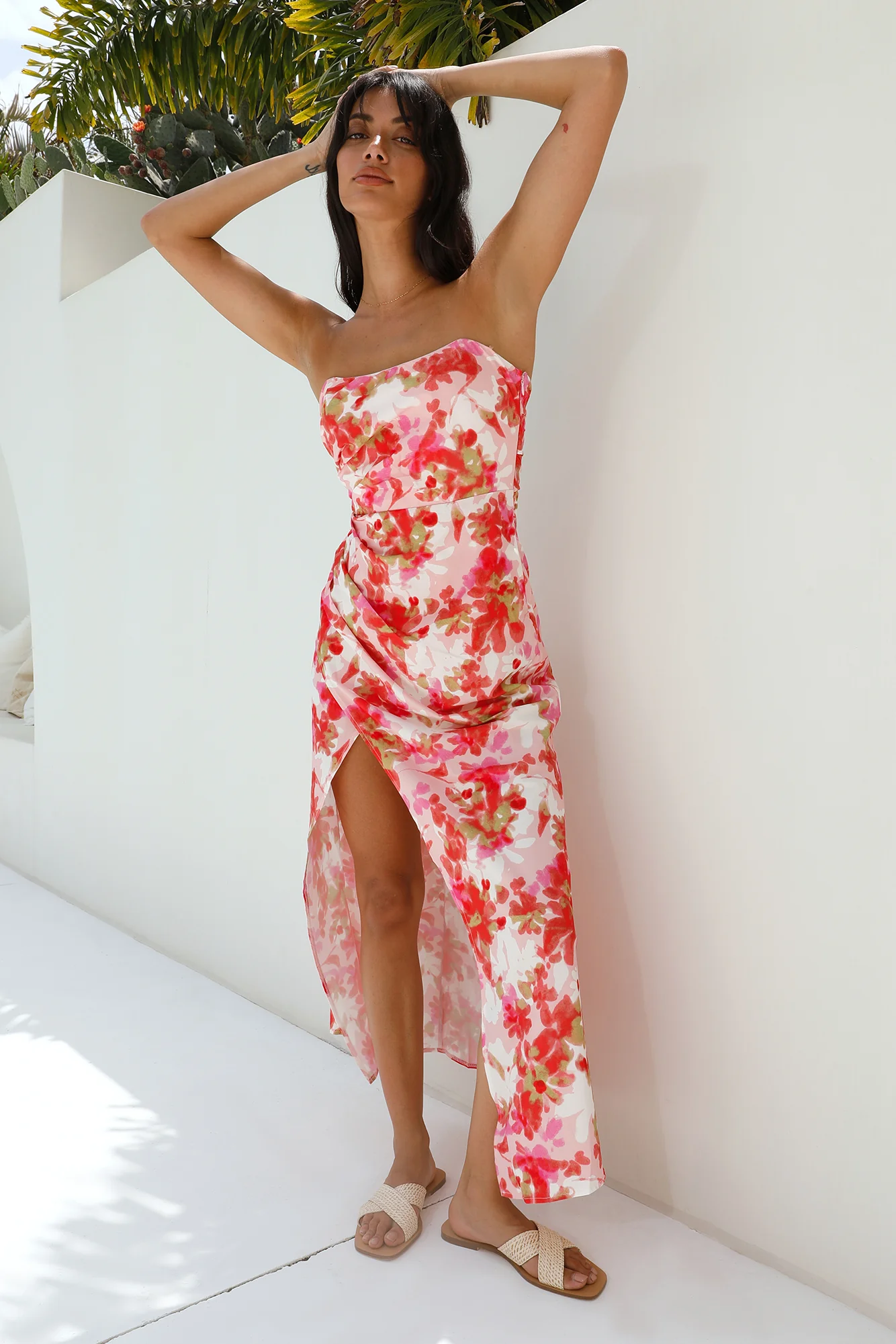 Gardenia Strapless Maxi Dress Red