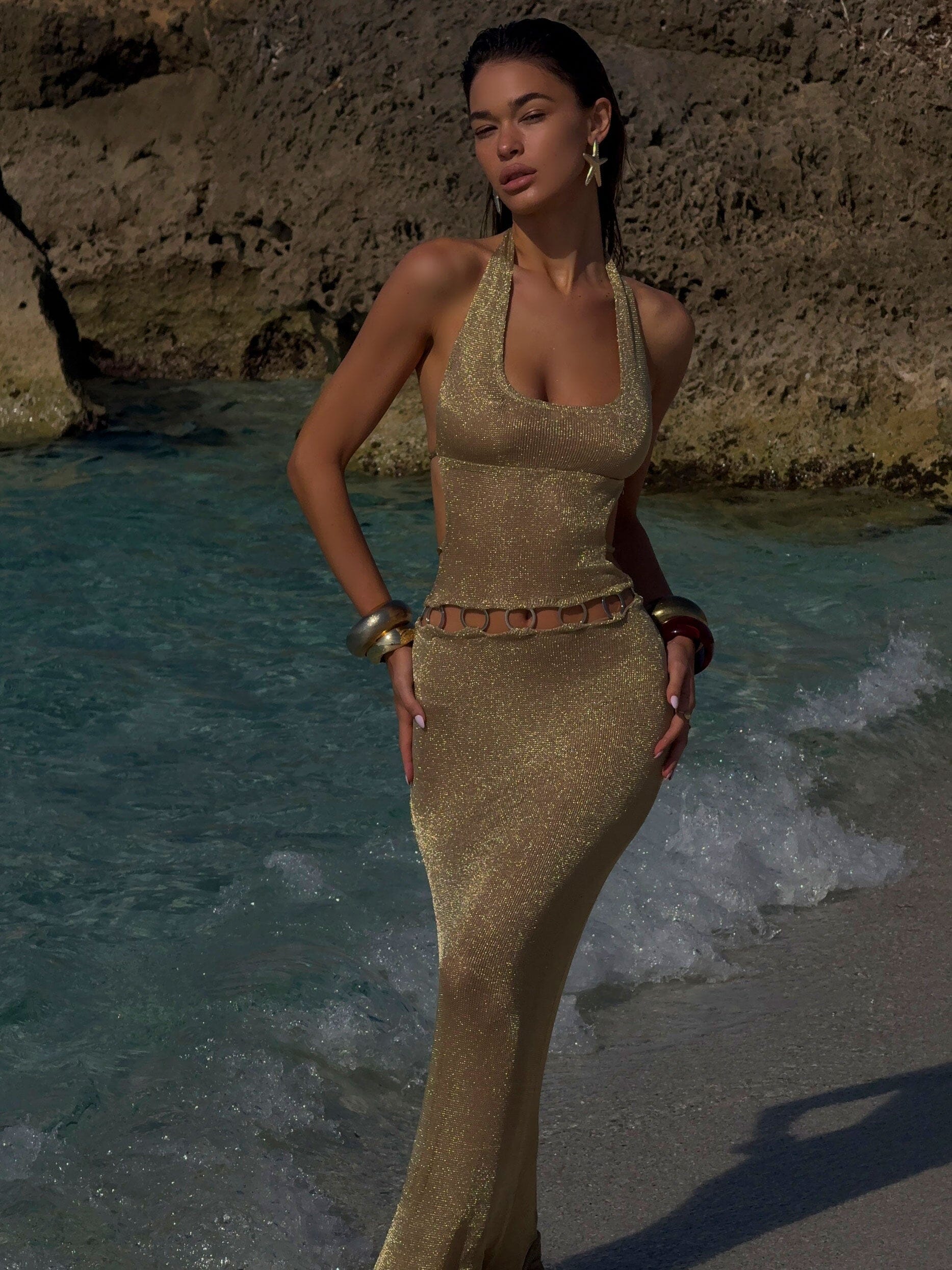 Carmen Maxi Dress Gold