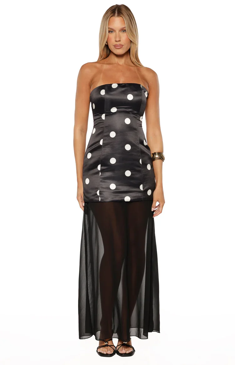 Eden Black Polka Dot Maxi Dress