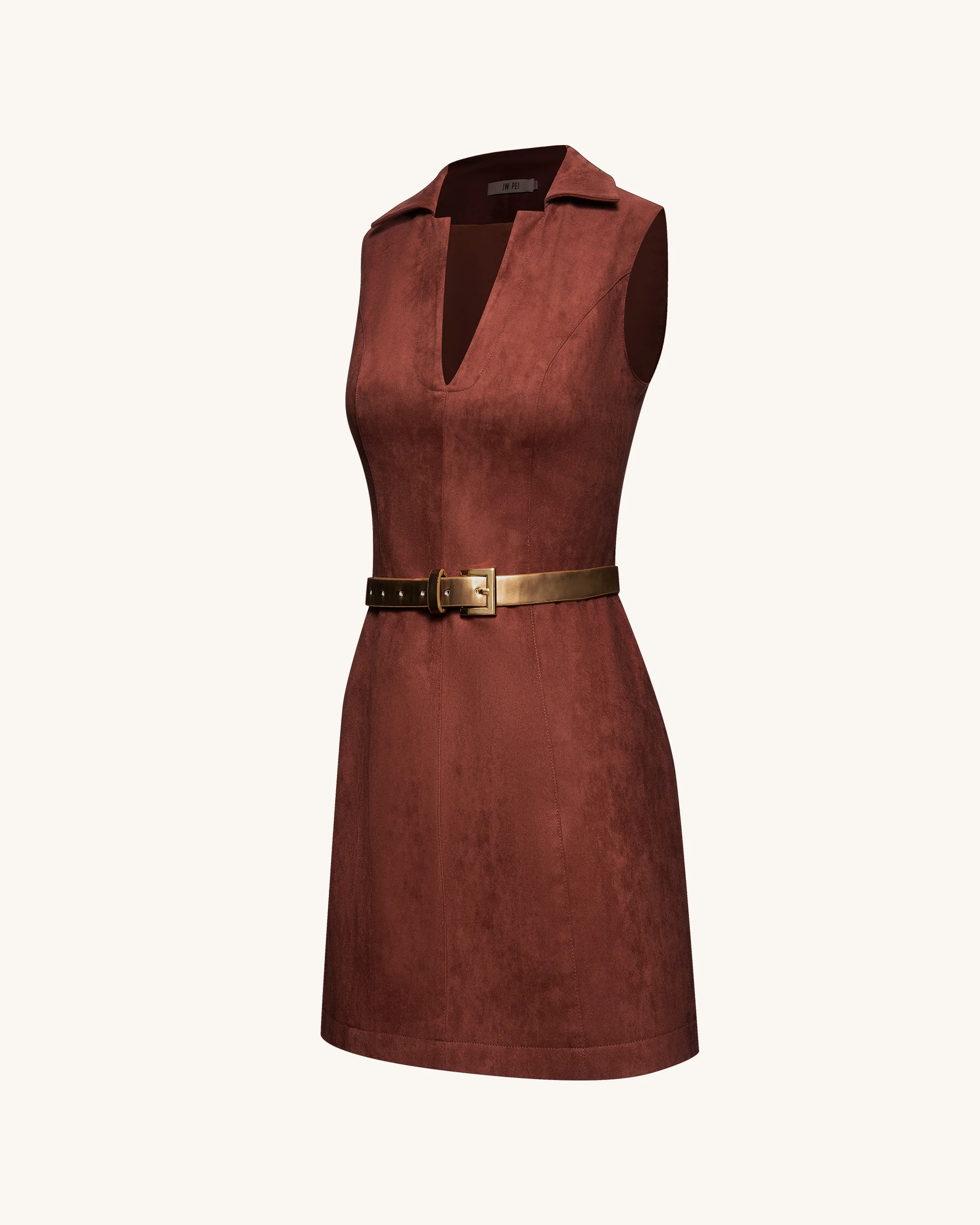 Ariana Sleeveless Suedes Mini Dress - Burgundy - FASHION NOB