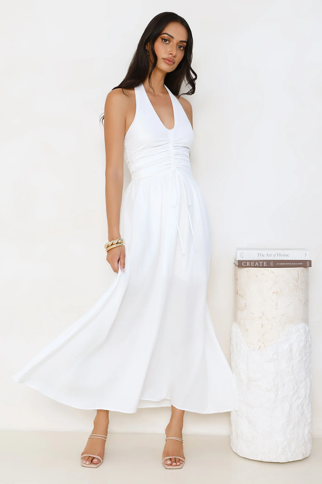 Ocean Kiss Halter Maxi Dress White