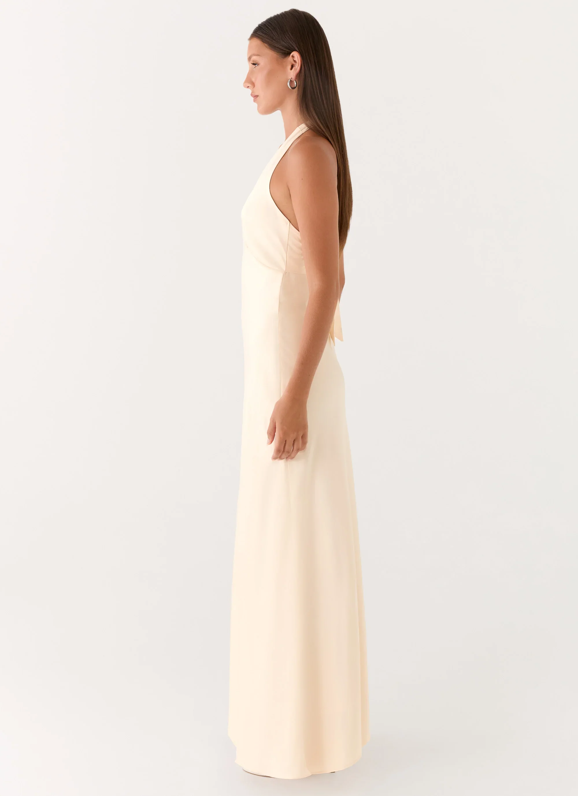 Heavy Hearted Satin Maxi Dress - Pearl - luluinthesky