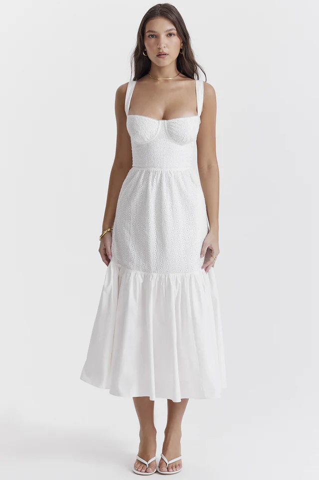 Elia White Broderie Anglaise Midi Dress
