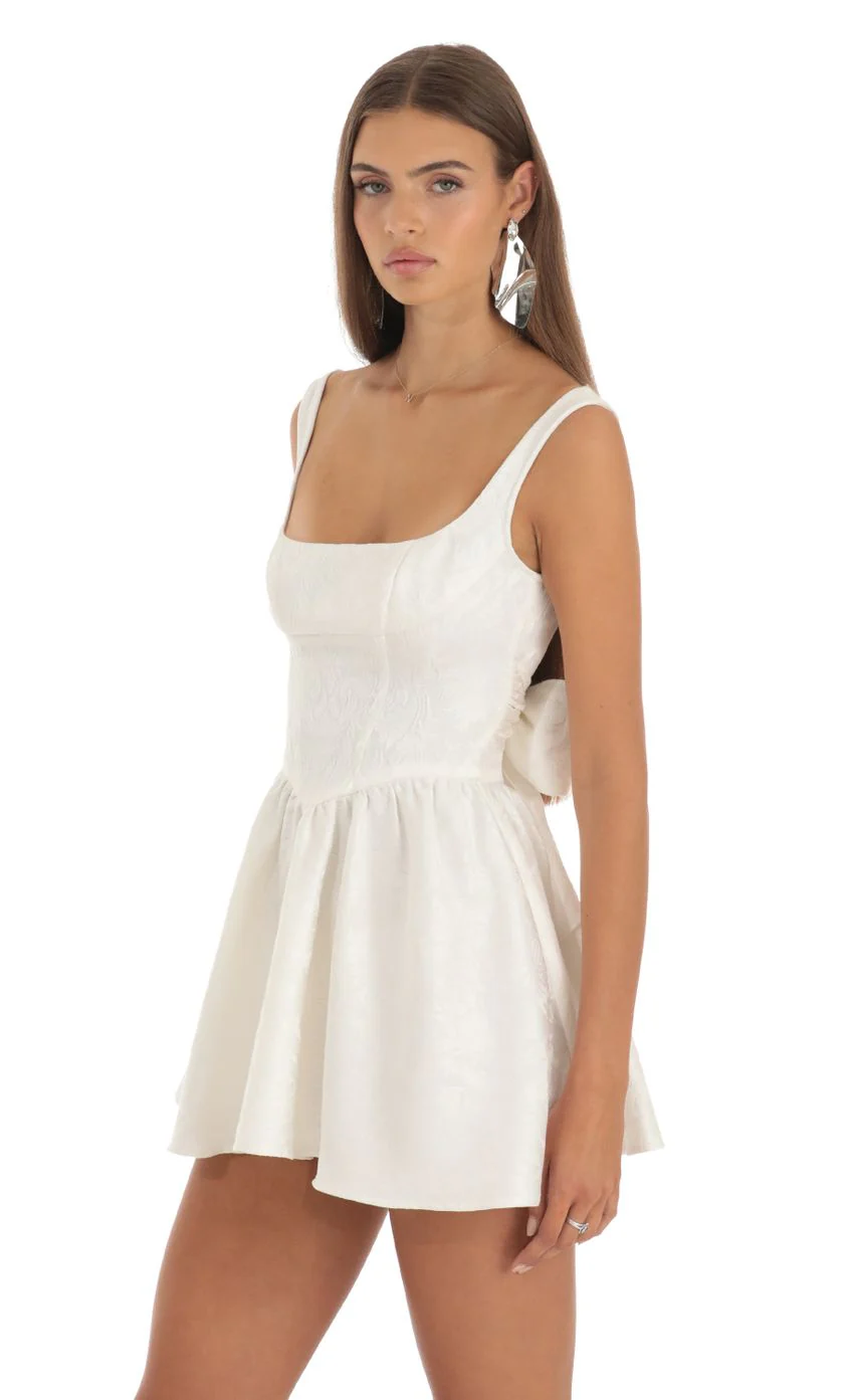 Jacquard Mini Dress in White
