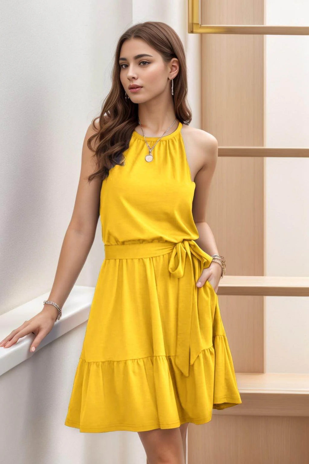 A-Line Knee Length Silk-Like Graduation Dresses CS0552