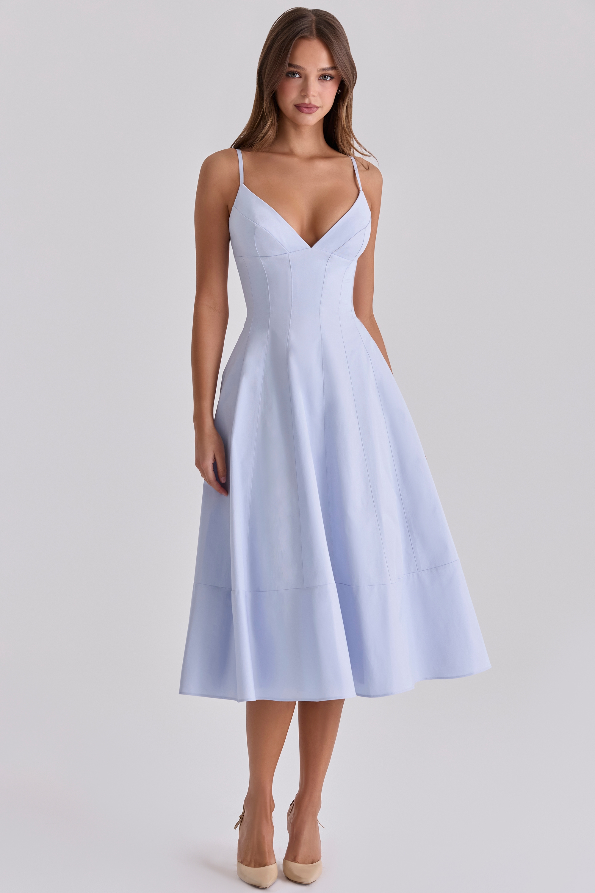 bluebell lace up cotton midi sundress