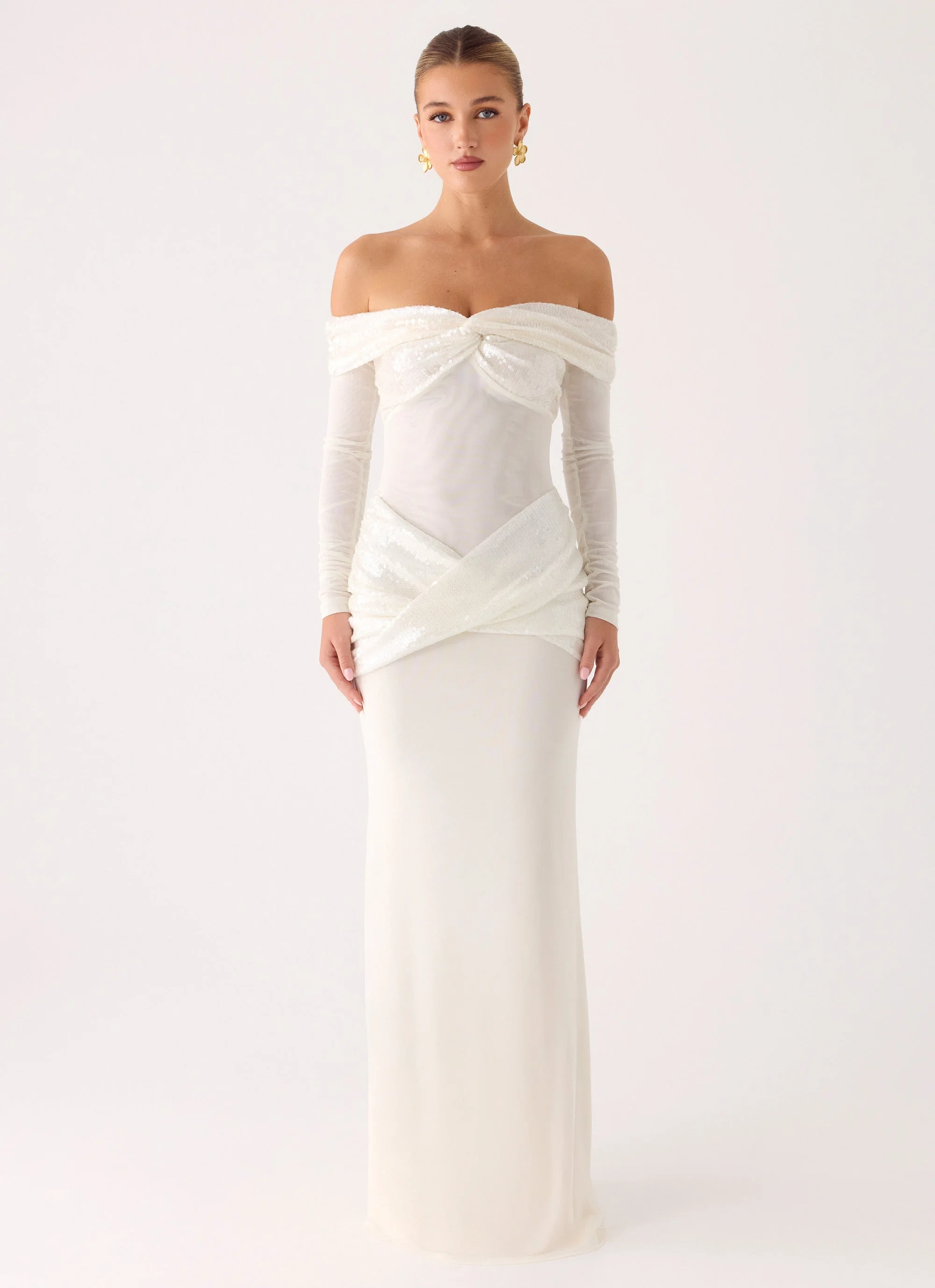 Over To You Sequin Maxi Dress - White