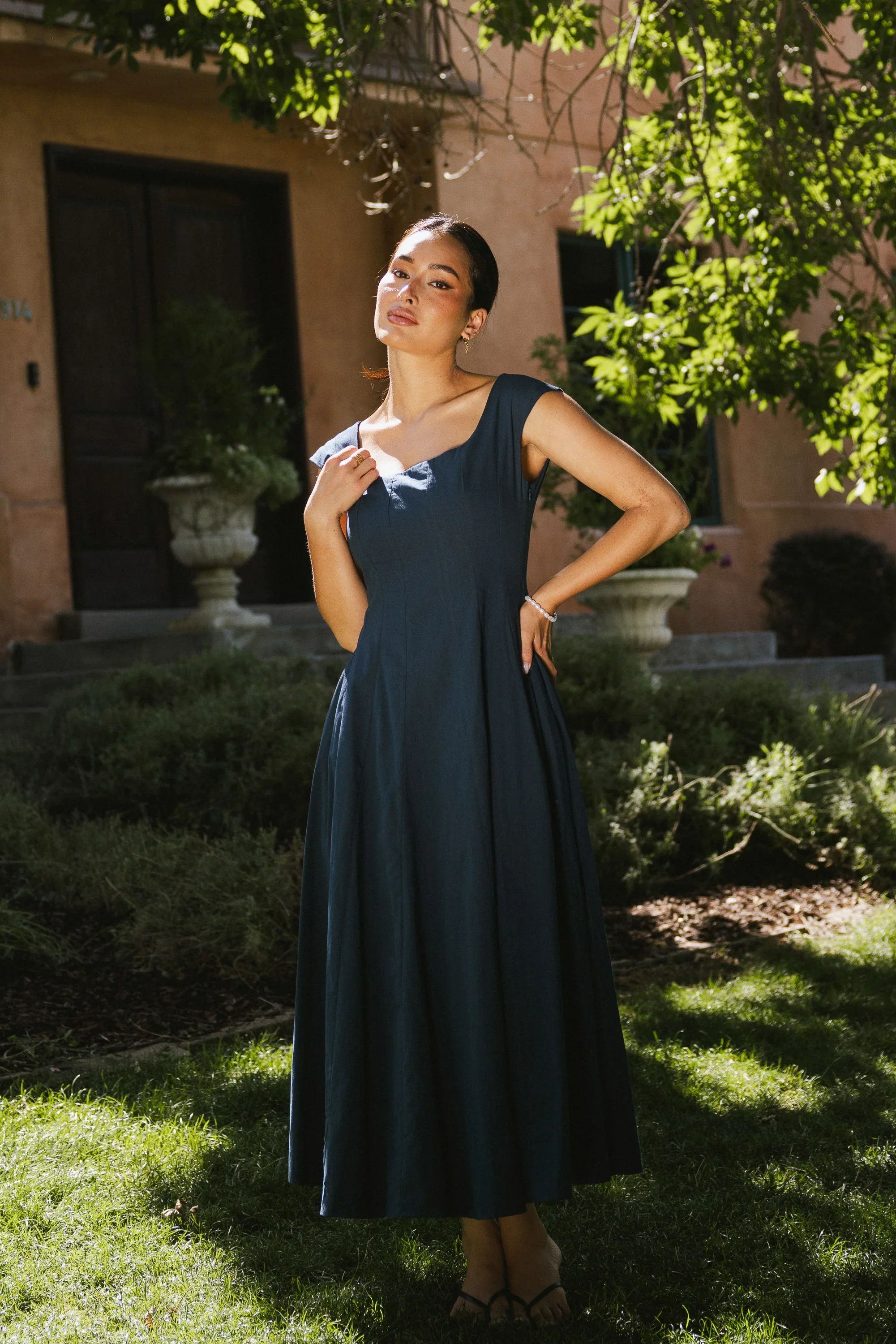 Colin Midi Dress in Navy