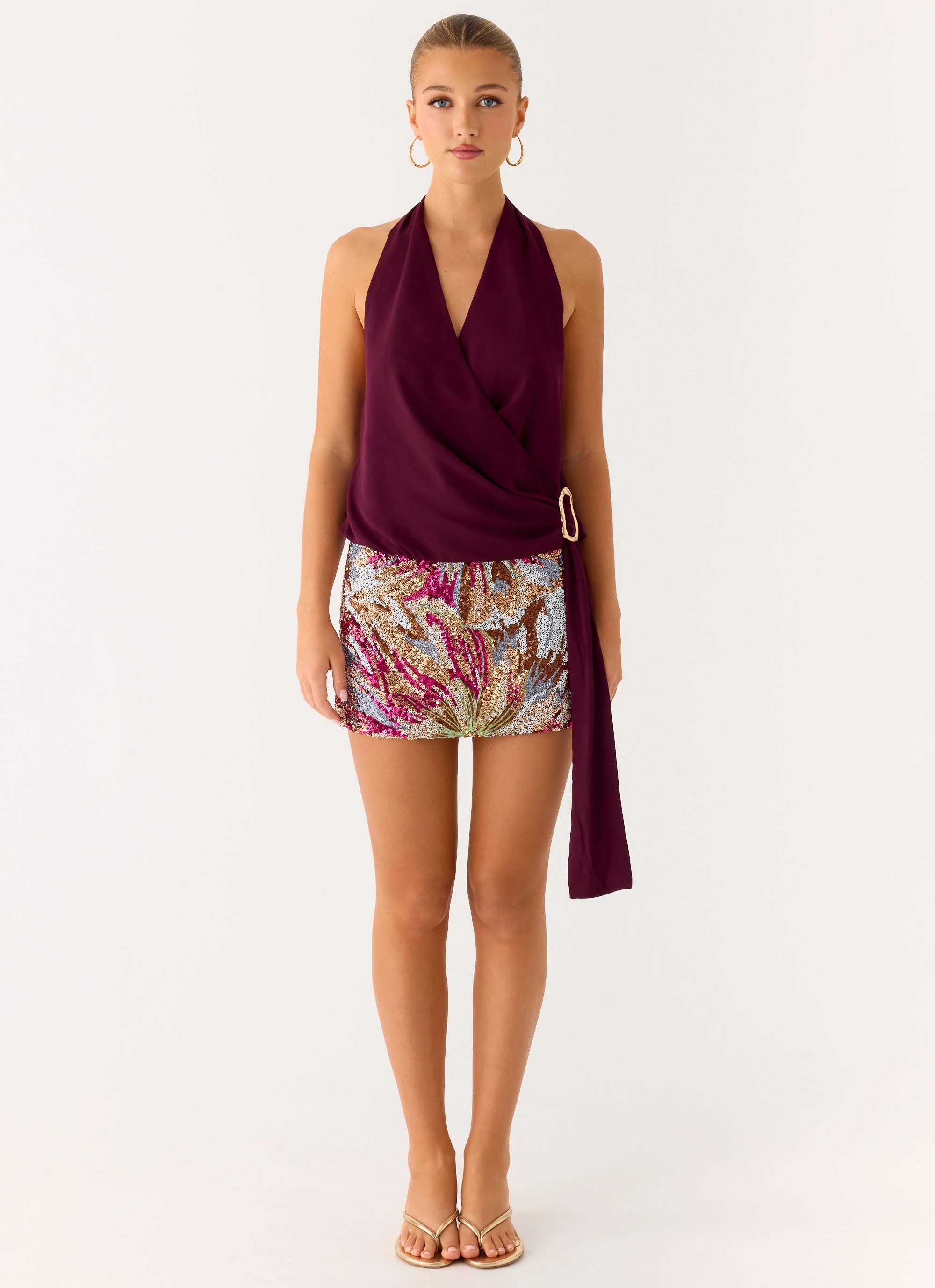 Bright Star Mini Skirt - Floral Bead - luluinthesky