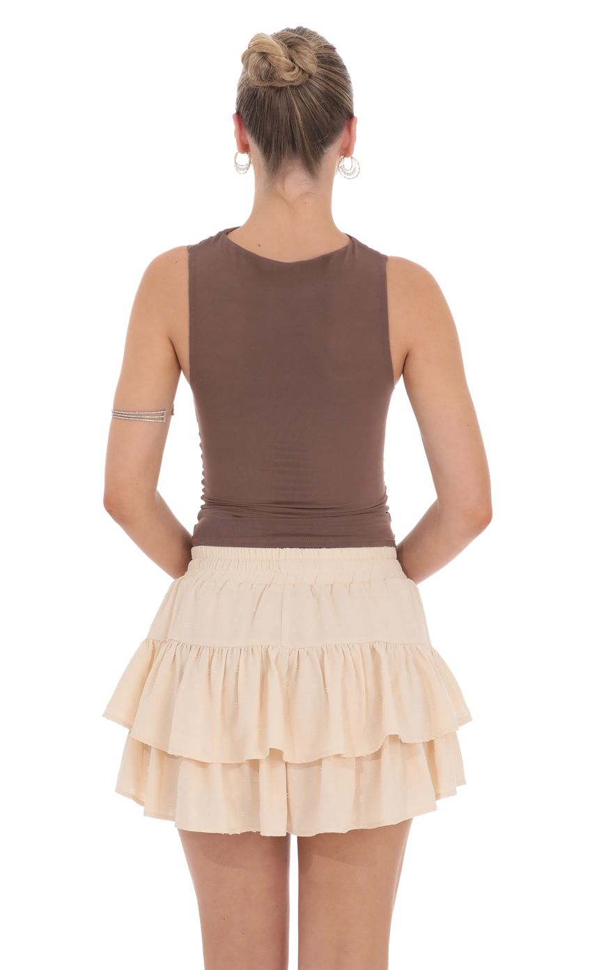 Dotted Ruffle Skort in Beige
