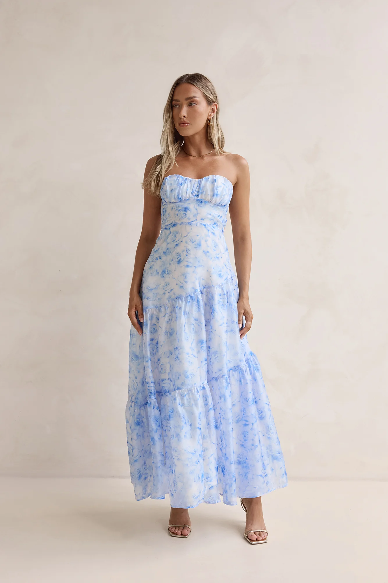 Ocean Blue Strapless Maxi Dress Blue