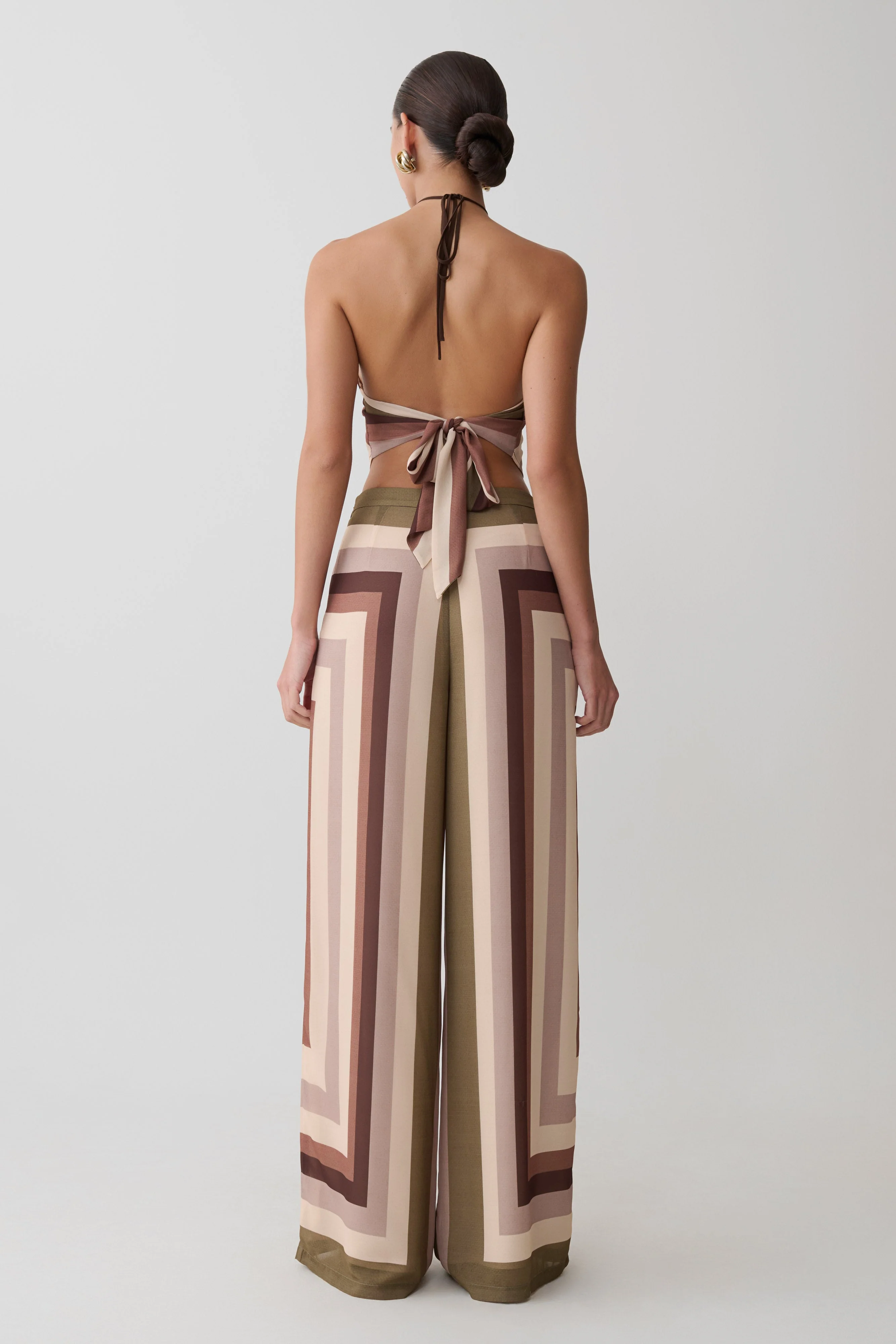 Rachel Chiffon Straight Leg Pants - Multi Stripe