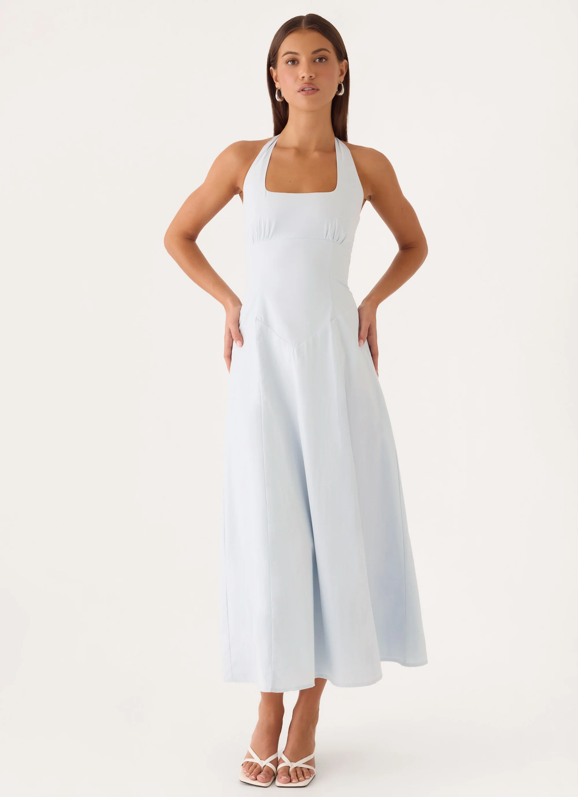 Sarrah Halter Midi Dress - Blue - luluinthesky