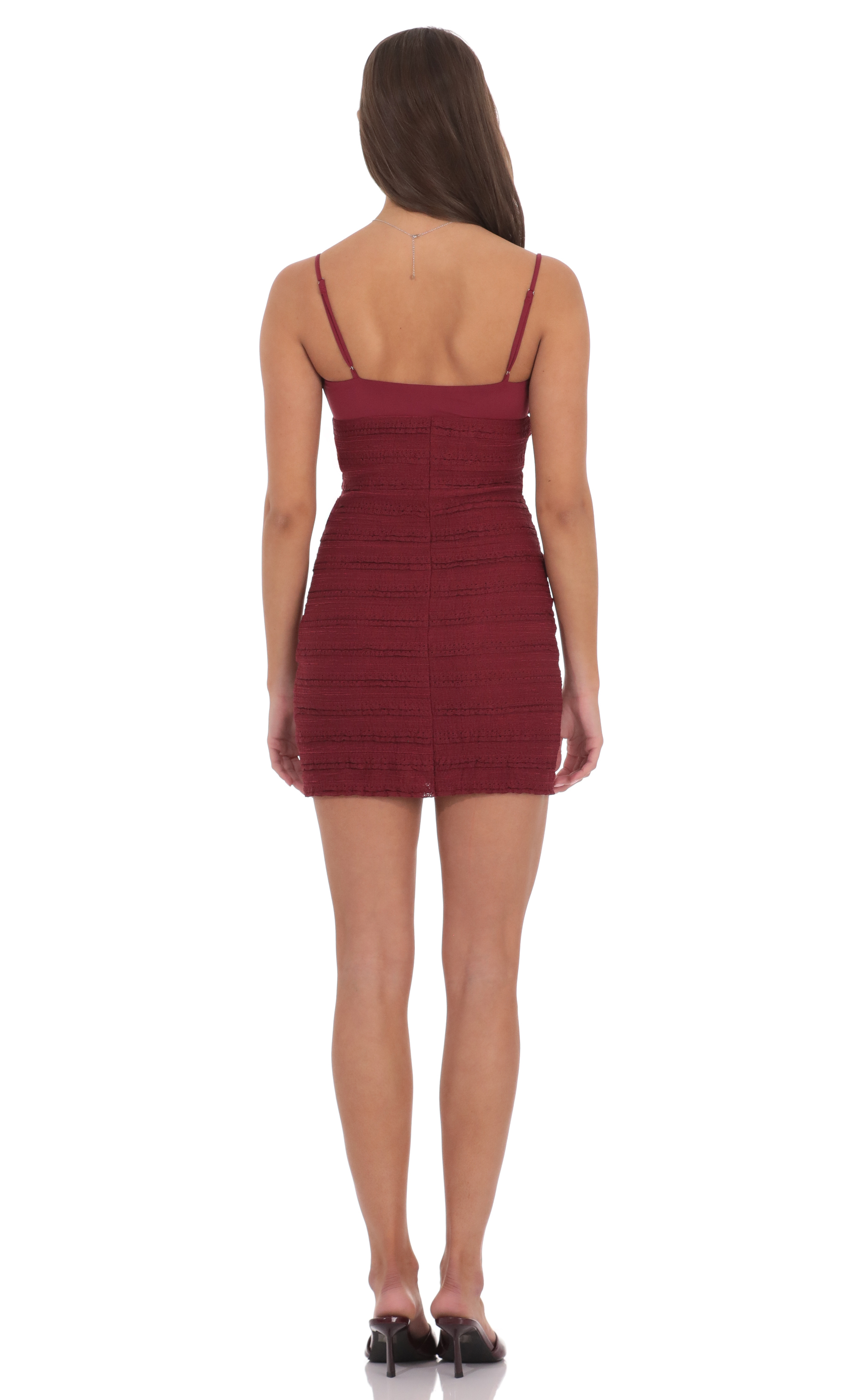 Crinkle Bodycon Dress in Burgundy - luluinthesky