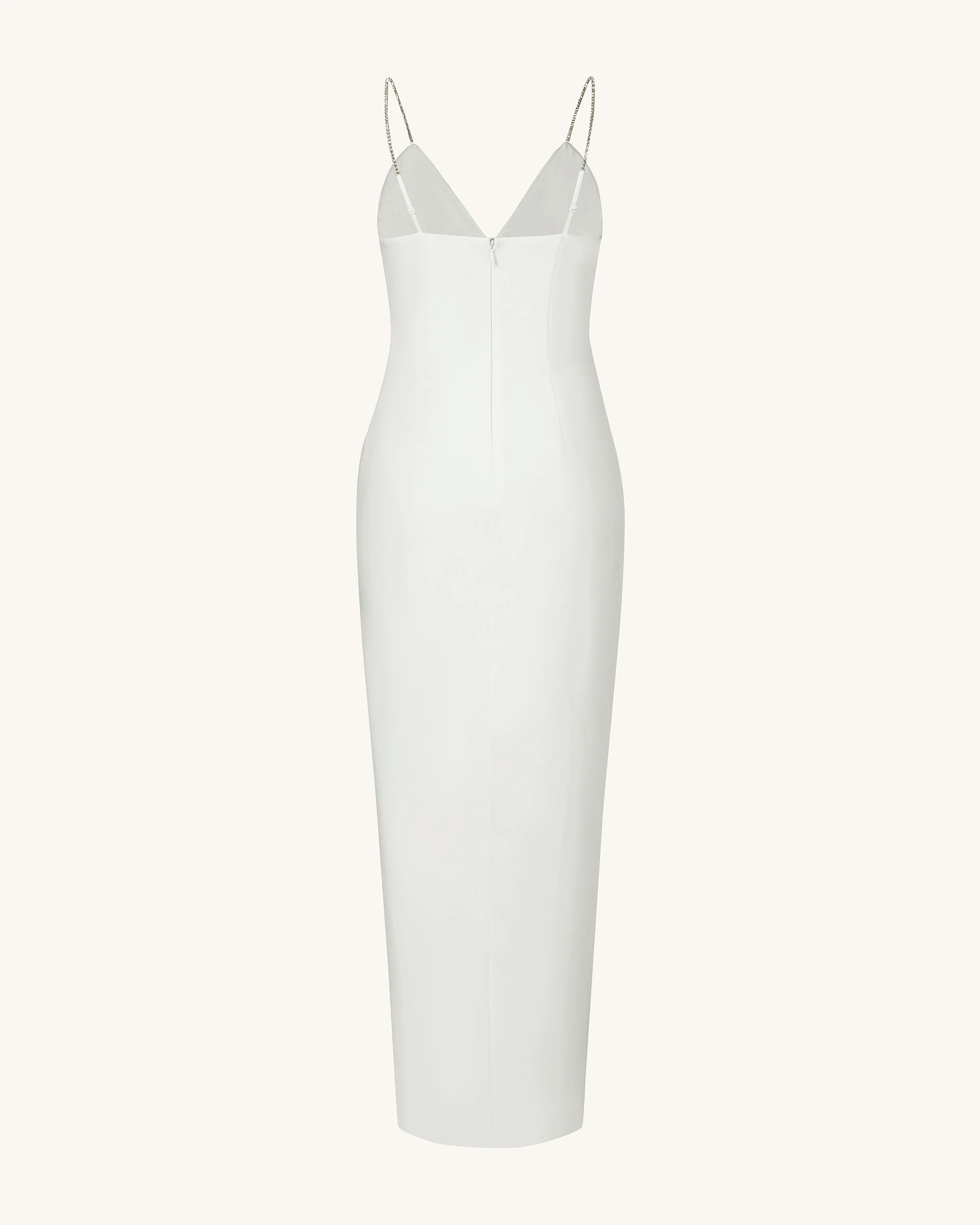 Ayliua Sweetheart-Neckline Rhinestones Embellished White Long Dress - White - FASHION NOB