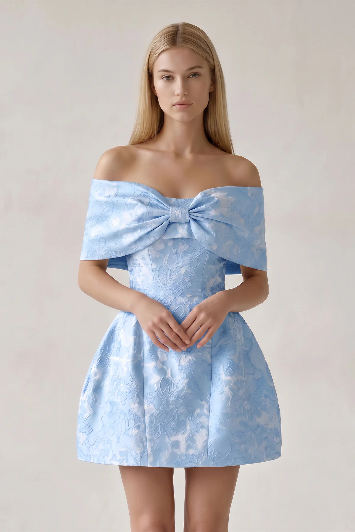 Pink Off The Shoulder Jacquard A Line Homecoming Dress With Appliques