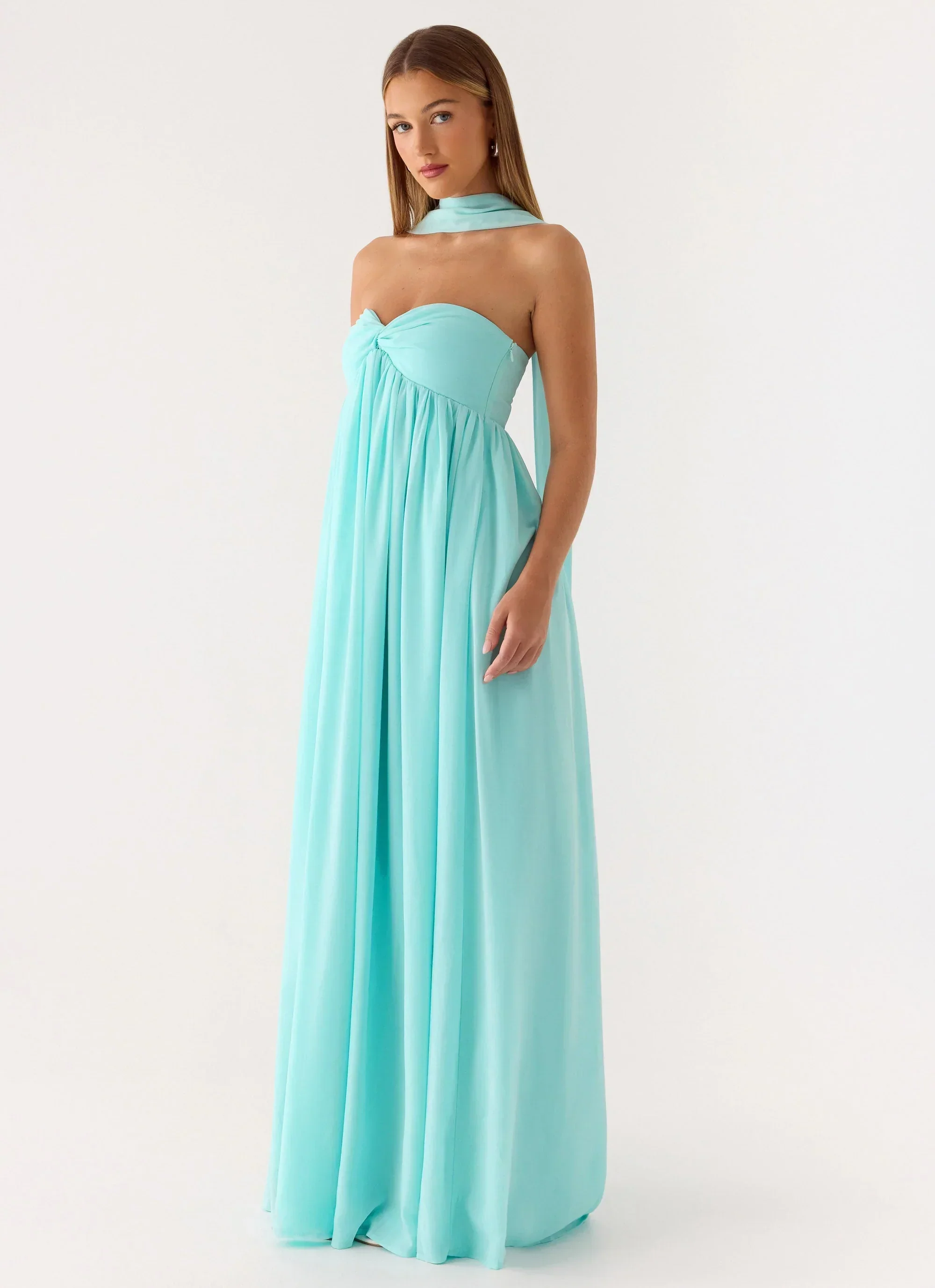 Celestino Scarf Maxi Dress - Aqua - luluinthesky