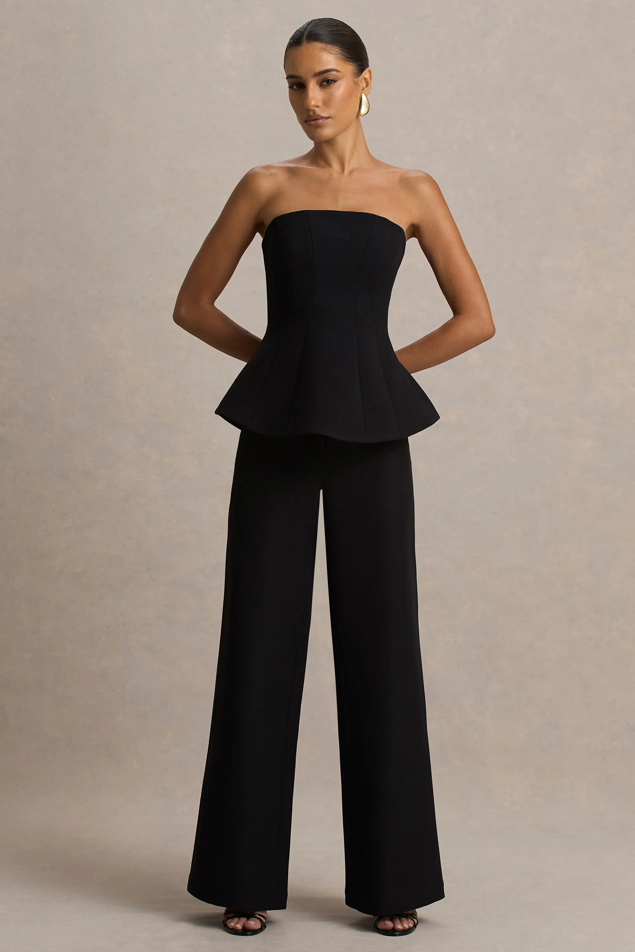 Silvia | Black Straight-Leg Trousers