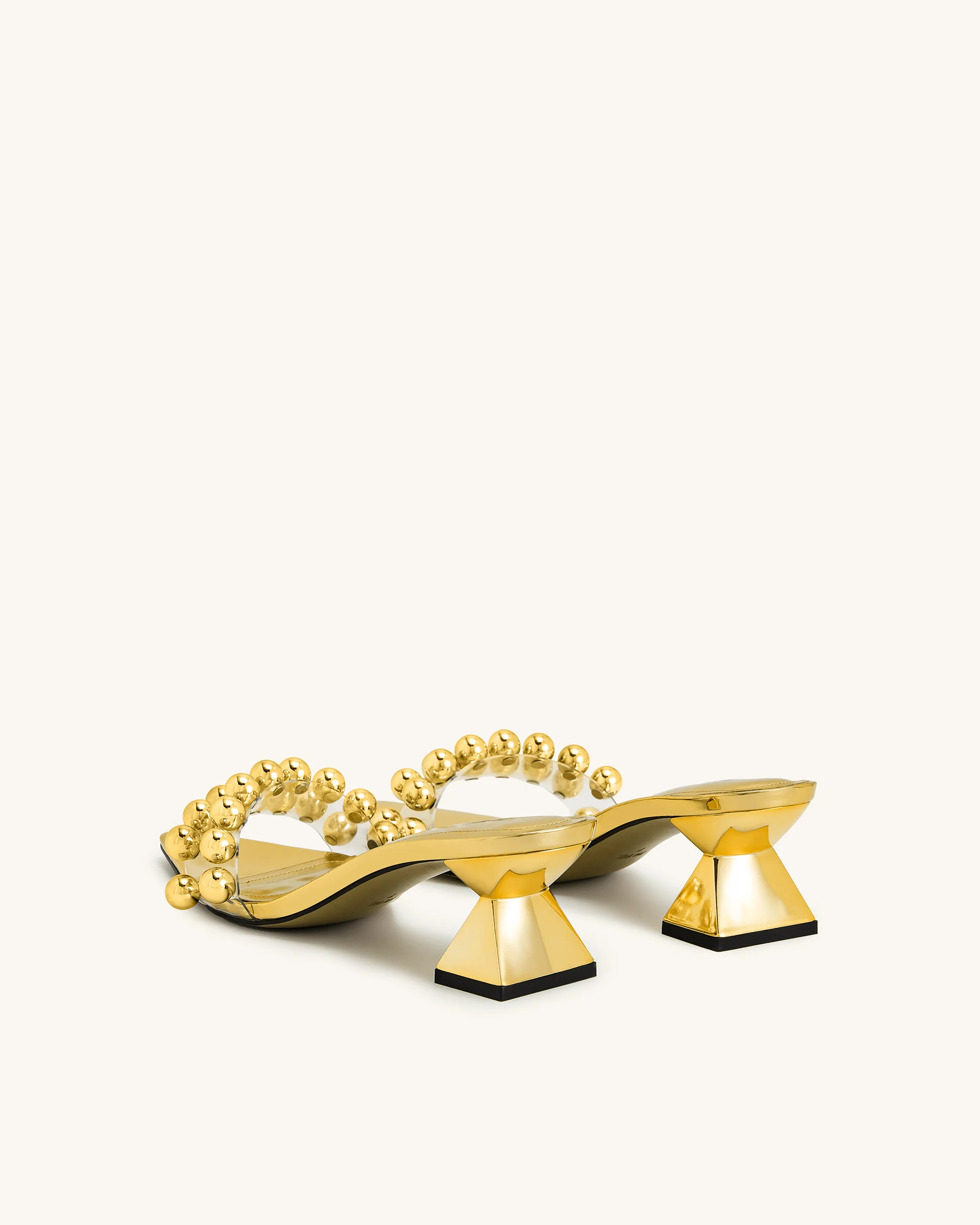 Gianna Beaded Strap Mules - Gold