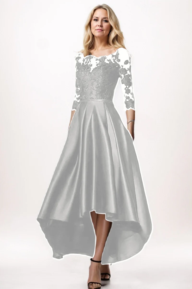 A-Line High-Low Satin Mother Dress CM0244