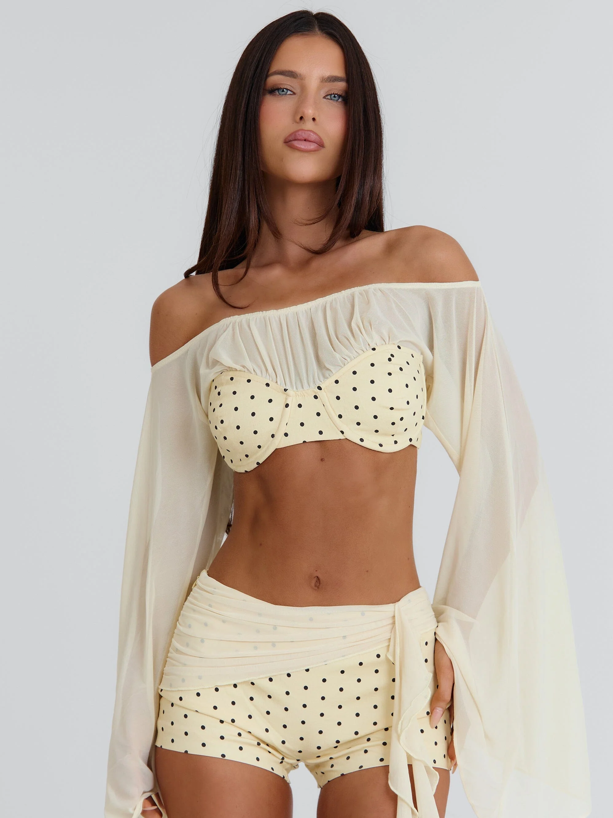 Riya Crop Top Yellow Polka Dot