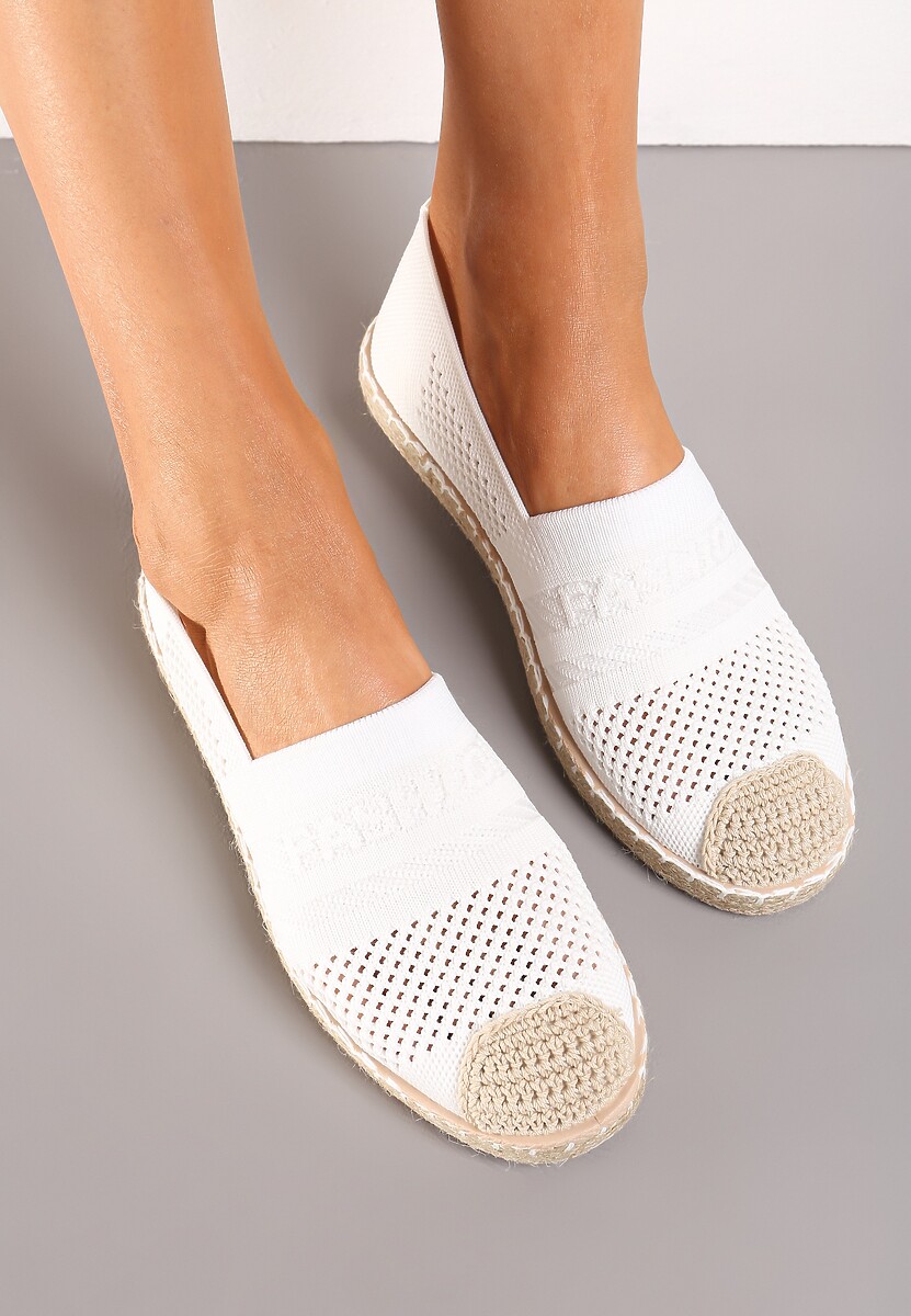 Jasnoszare Espadryle z Plecioną Cholewką przed Kostkę Mokosa