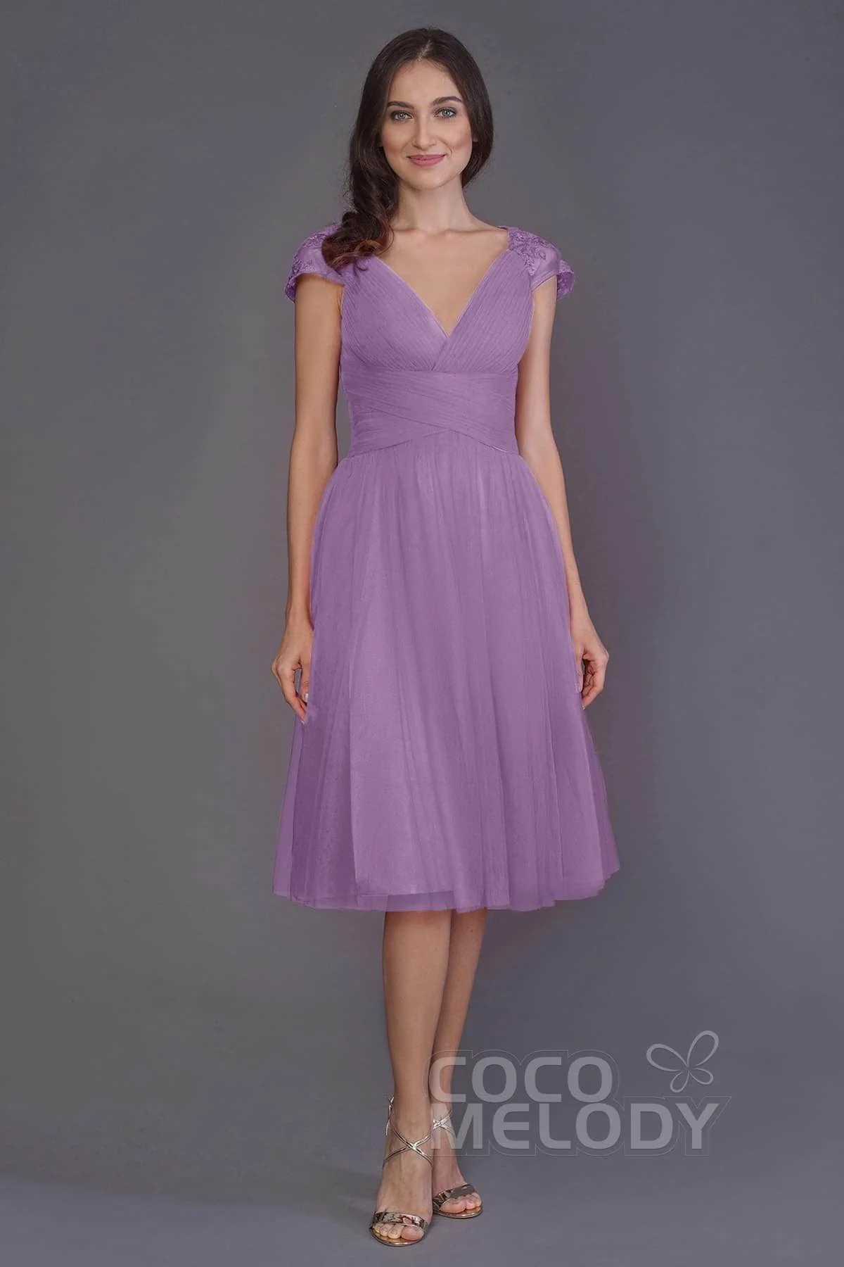 A-Line Knee Length Tulle Bridesmaid Dress PR3515