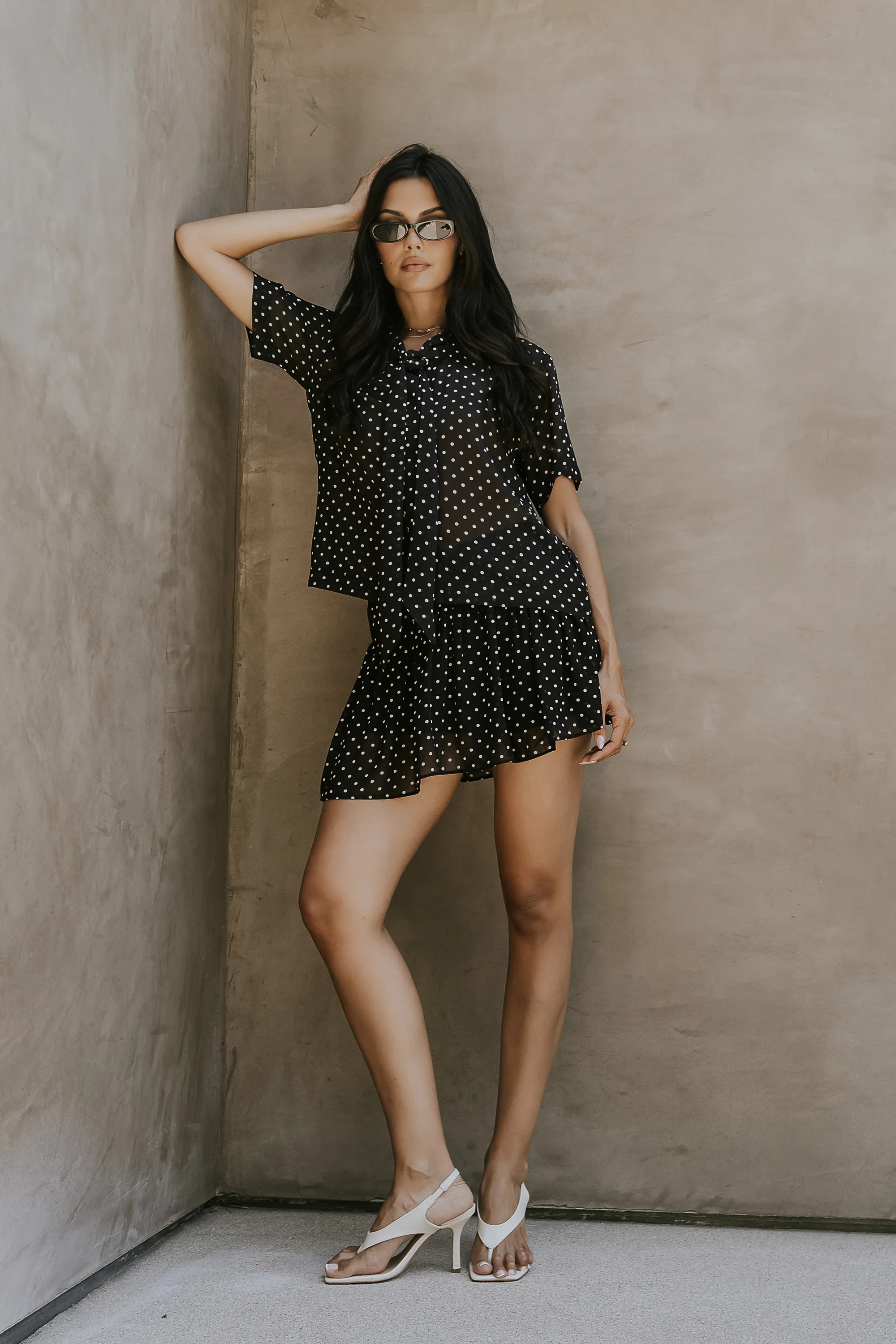 Hazel Polka Dot Top in Black