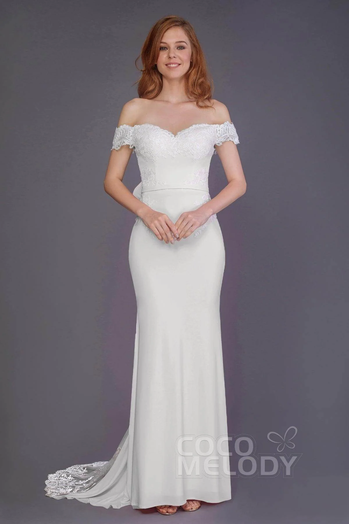 Mermaid Sweep Train Knitted Fabric Bridesmaid Dress PR3491