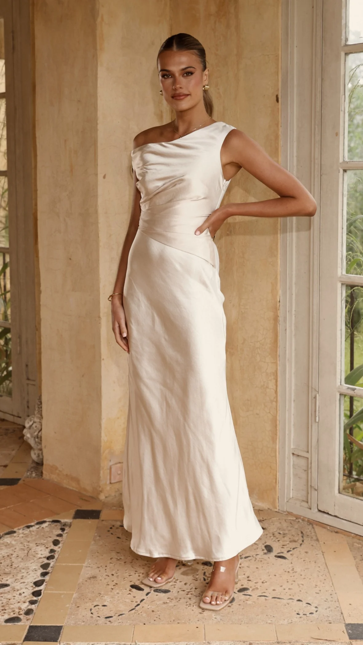 Auria Off Shoulder Maxi Dress - Champagne