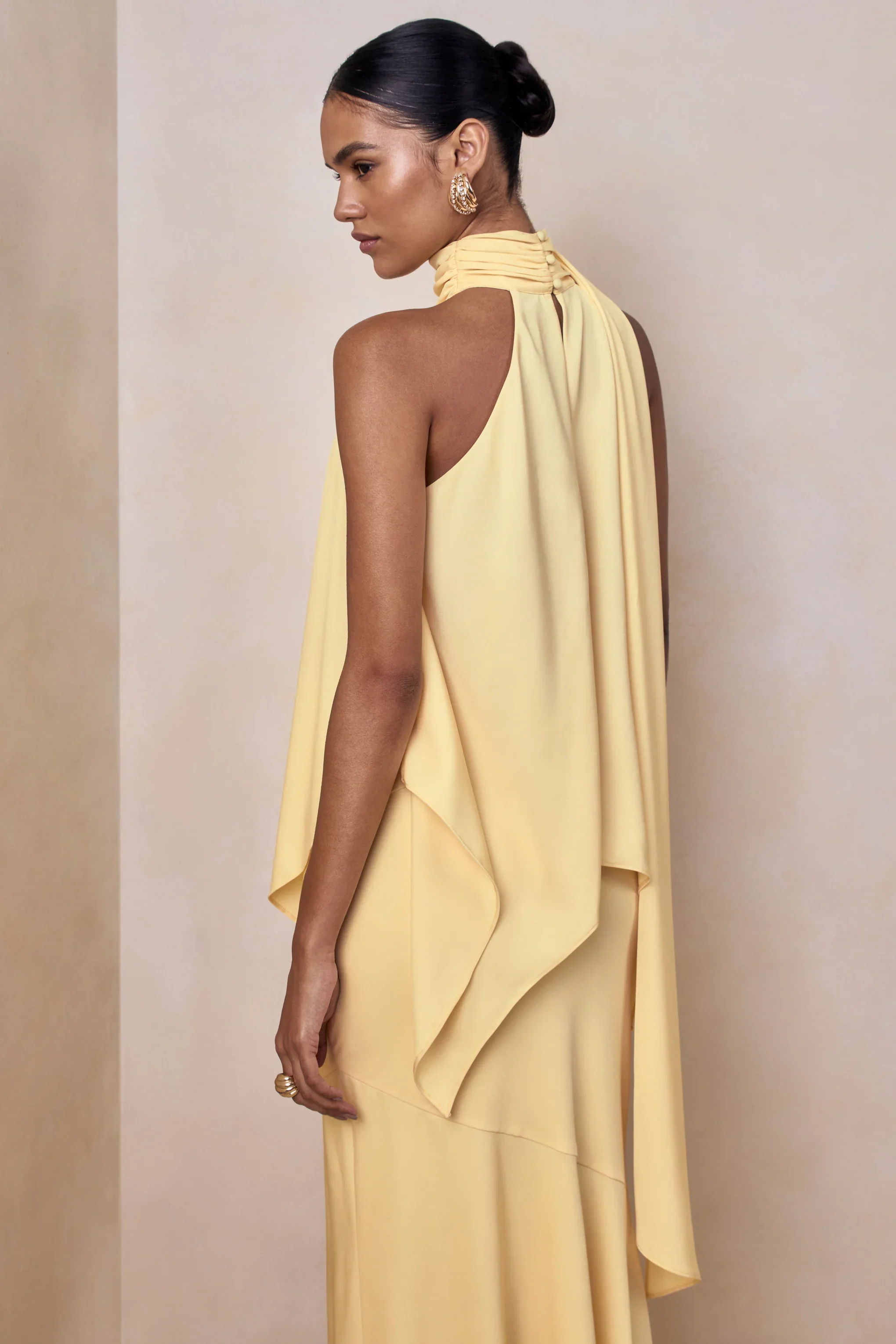 Sancelle | Lemon Satin Halter-Neck Top