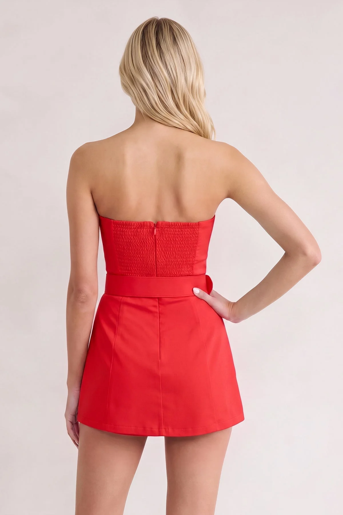 Aqua Strapless Sheath Satin Homecoming Dress with Belt